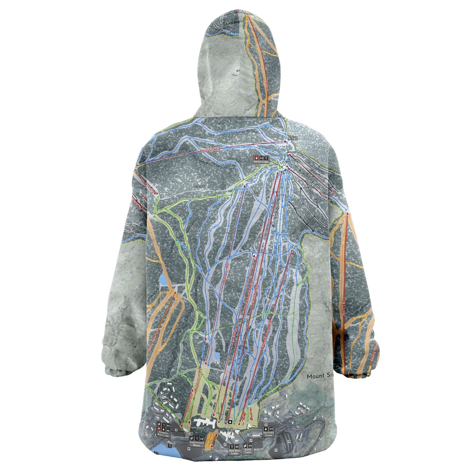 Mount Snow, Vermont Ski Trail Map - Snug Hoodie