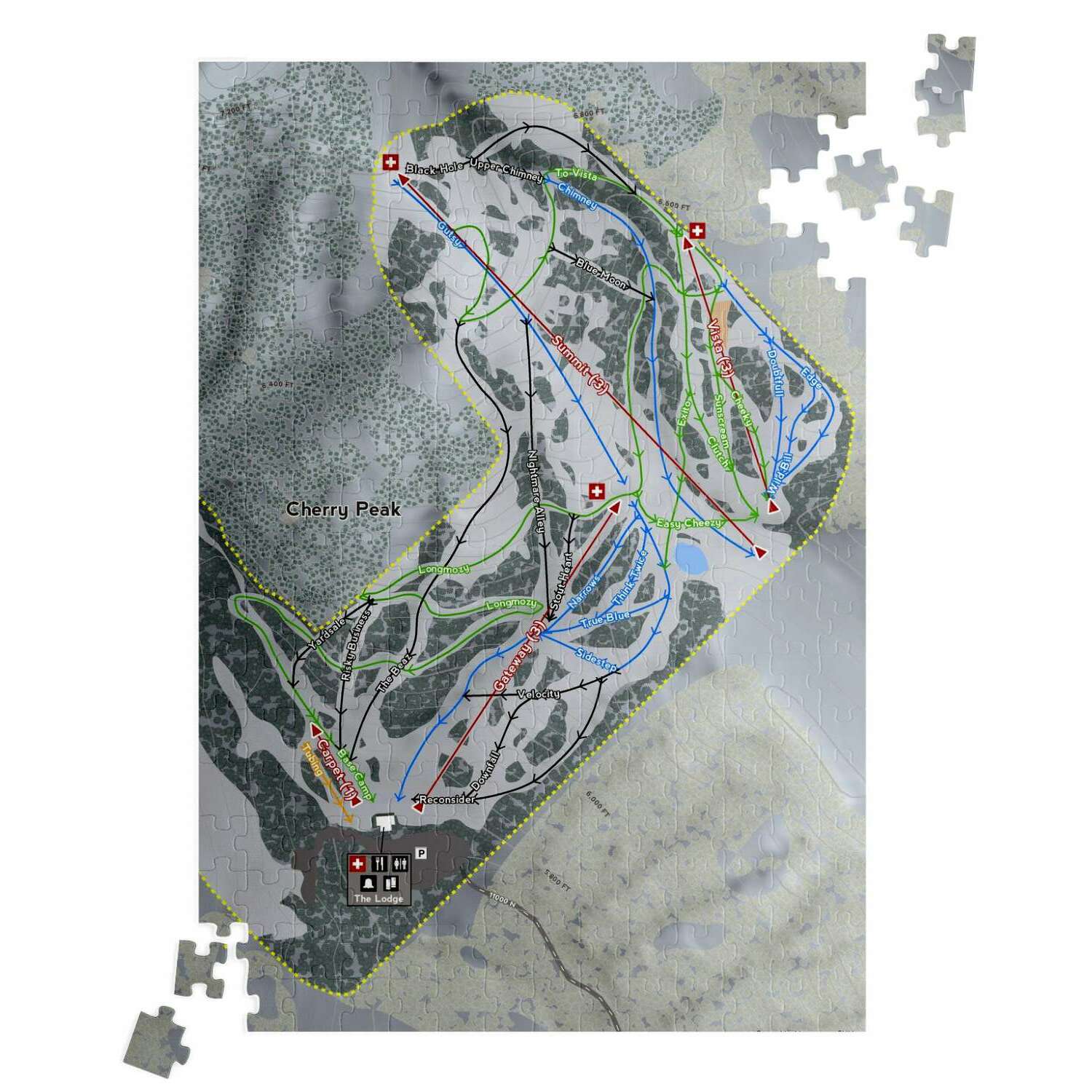 Cherry Peak, Utah Ski Trail Map Puzzle - Powderaddicts