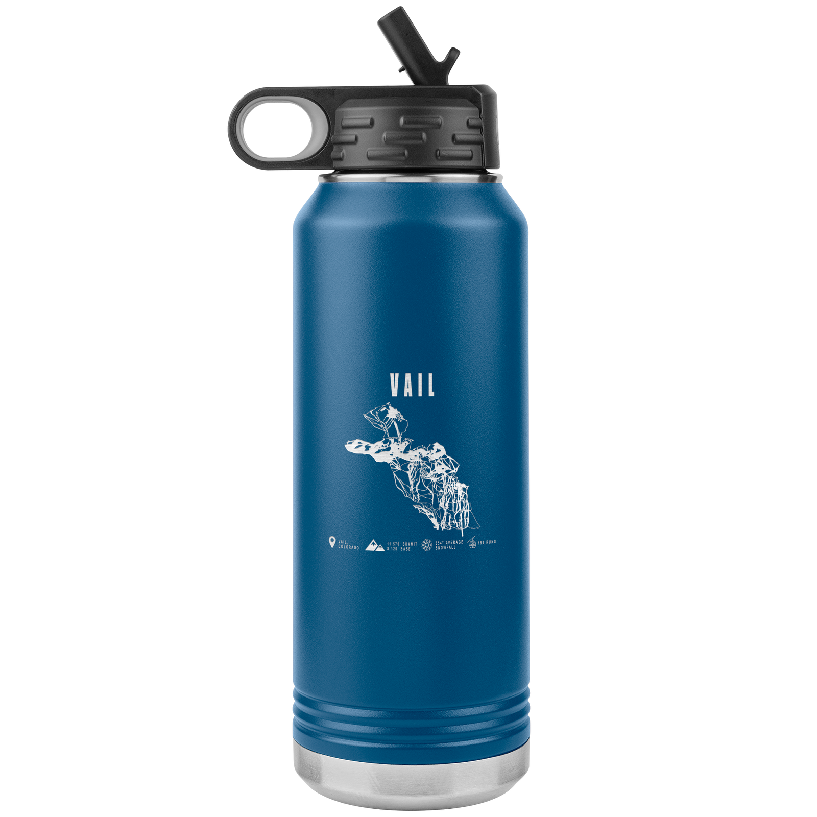 Vail Colorado Ski Trail Map 32oz Water Bottle Tumbler - Powderaddicts