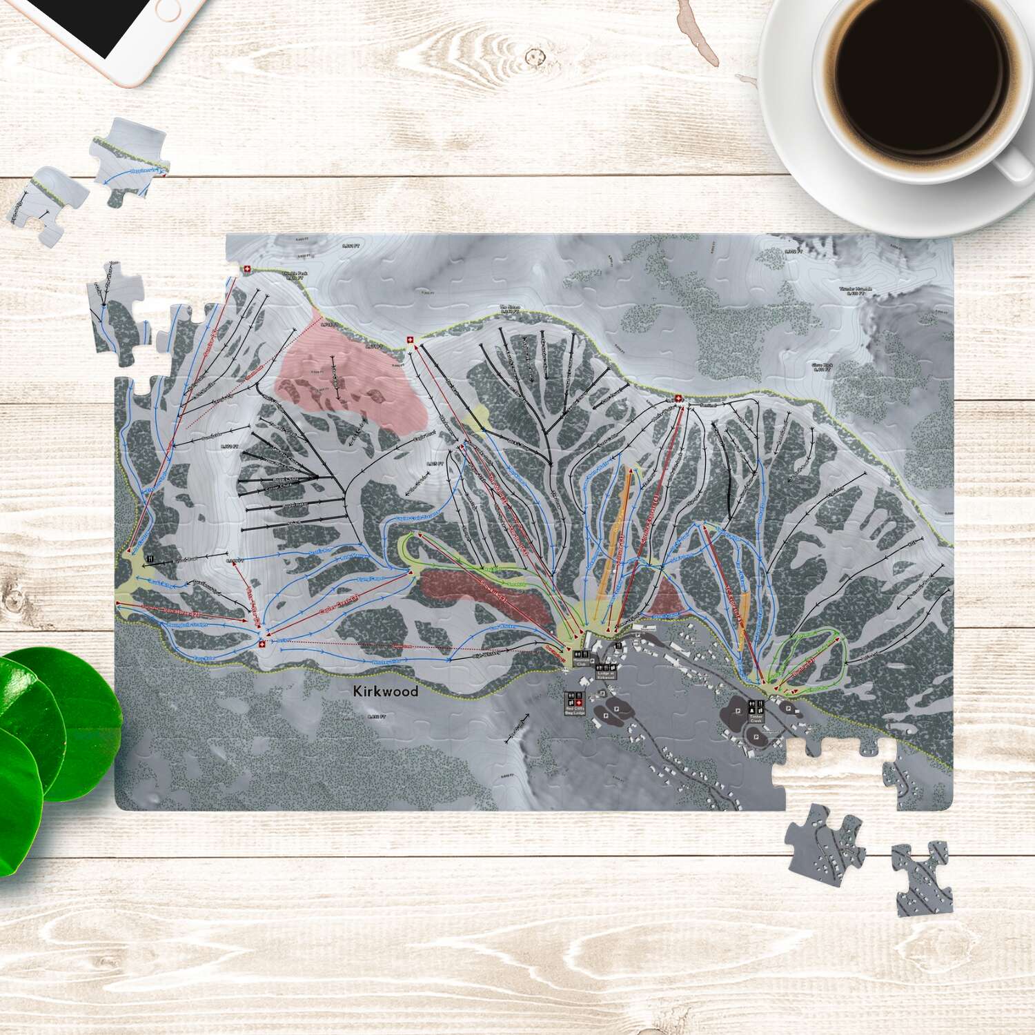 Kirkwood, California Ski Trail Map Puzzle - Powderaddicts
