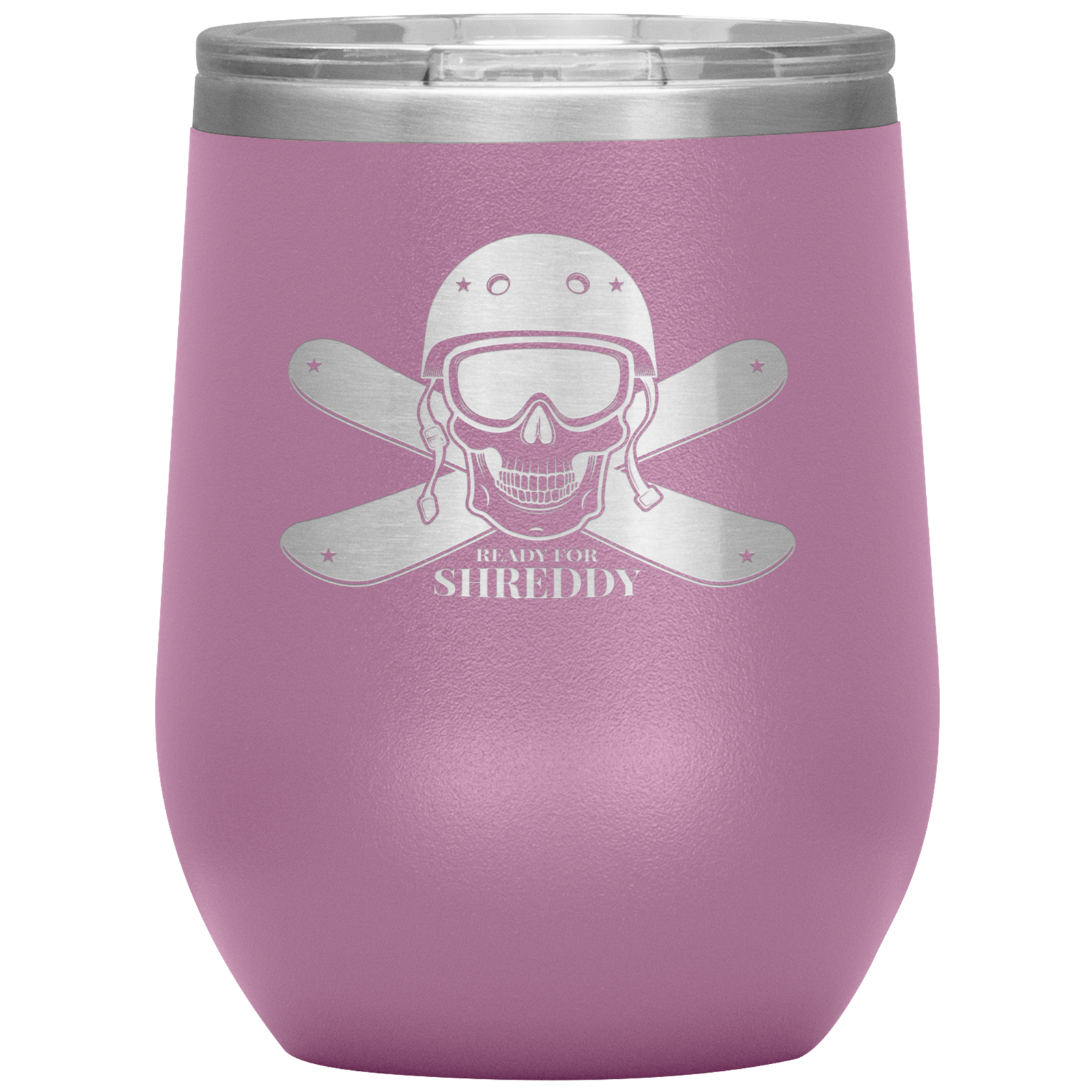 Ready For Shreddy Skeleton Skis Wine 12oz Tumbler - Powderaddicts