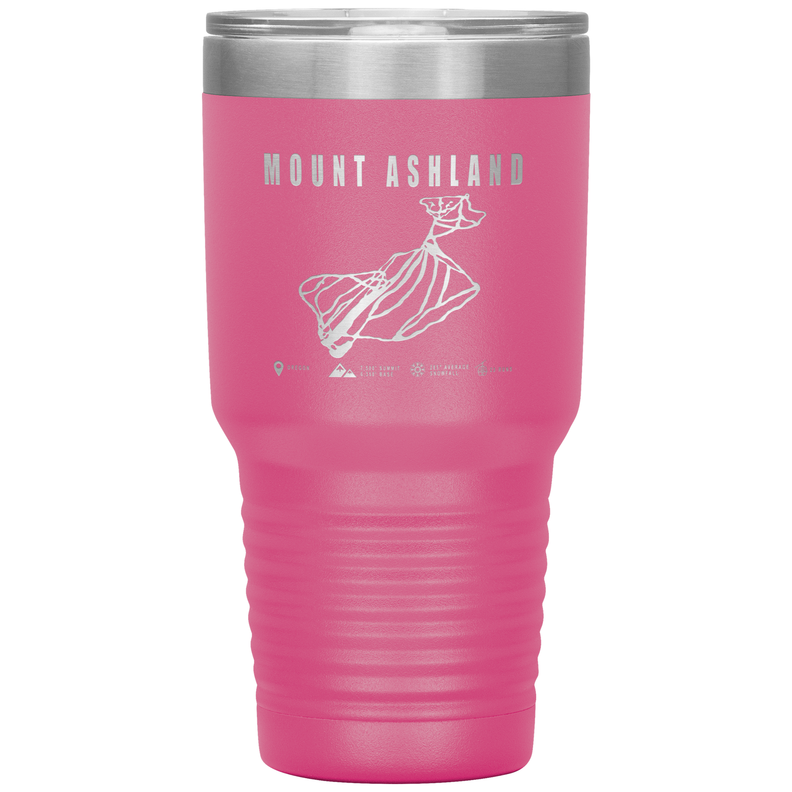 Mount Ashland, Oregon Ski Trail Map 30oz Tumbler - Powderaddicts
