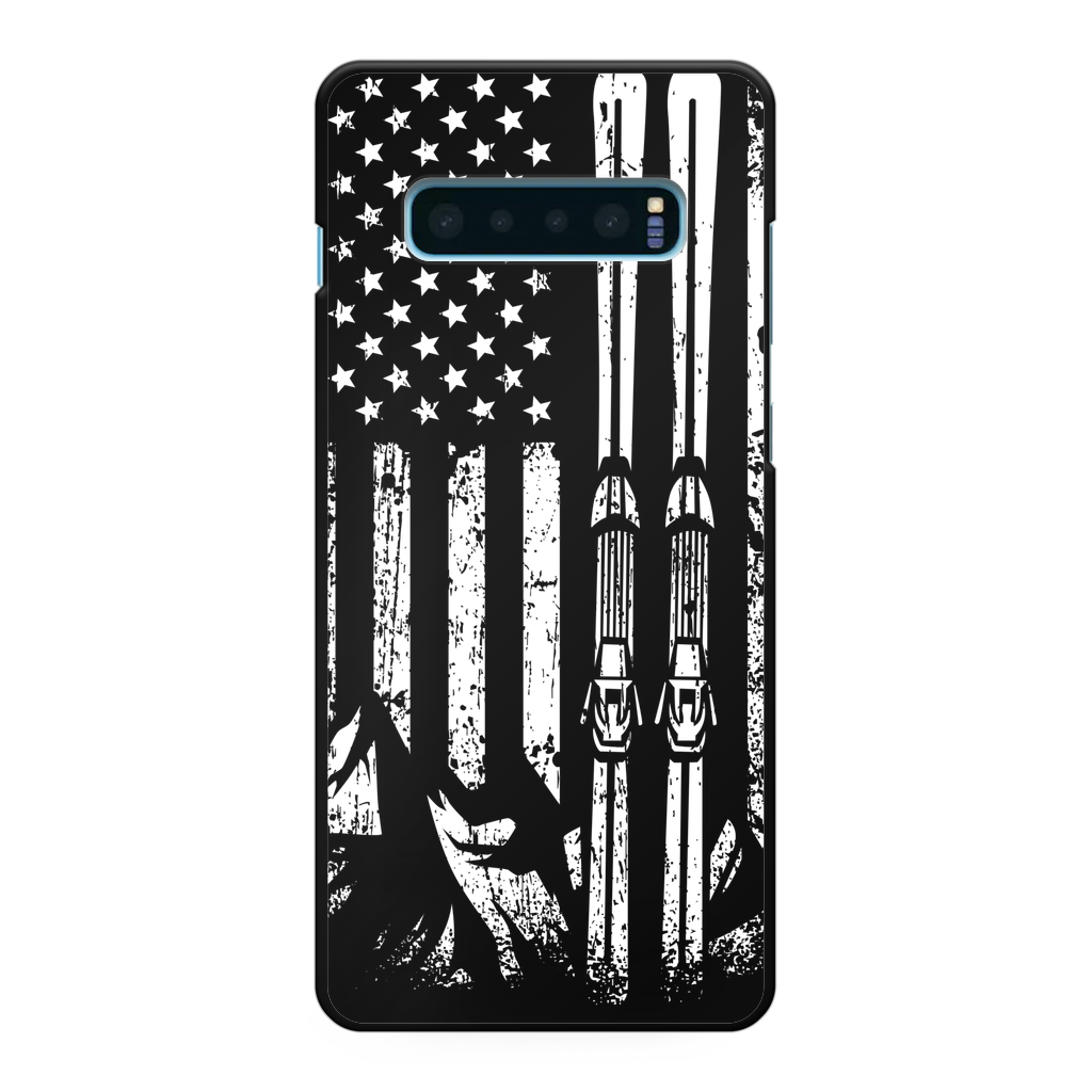 USA Ski Flag Back Printed Black Hard Phone Case - Powderaddicts