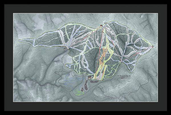 49 Deg North Ski Trail Map - Framed Print - Powderaddicts