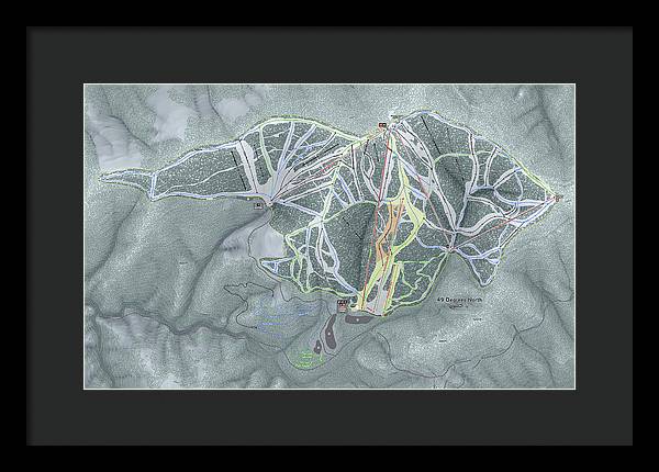 49 Deg North Ski Trail Map - Framed Print - Powderaddicts