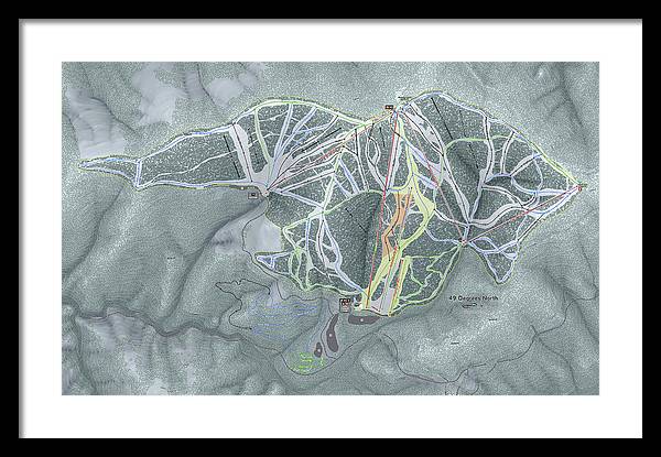 49 Deg North Ski Trail Map - Framed Print - Powderaddicts