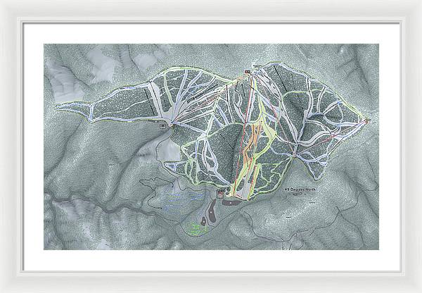 49 Deg North Ski Trail Map - Framed Print - Powderaddicts