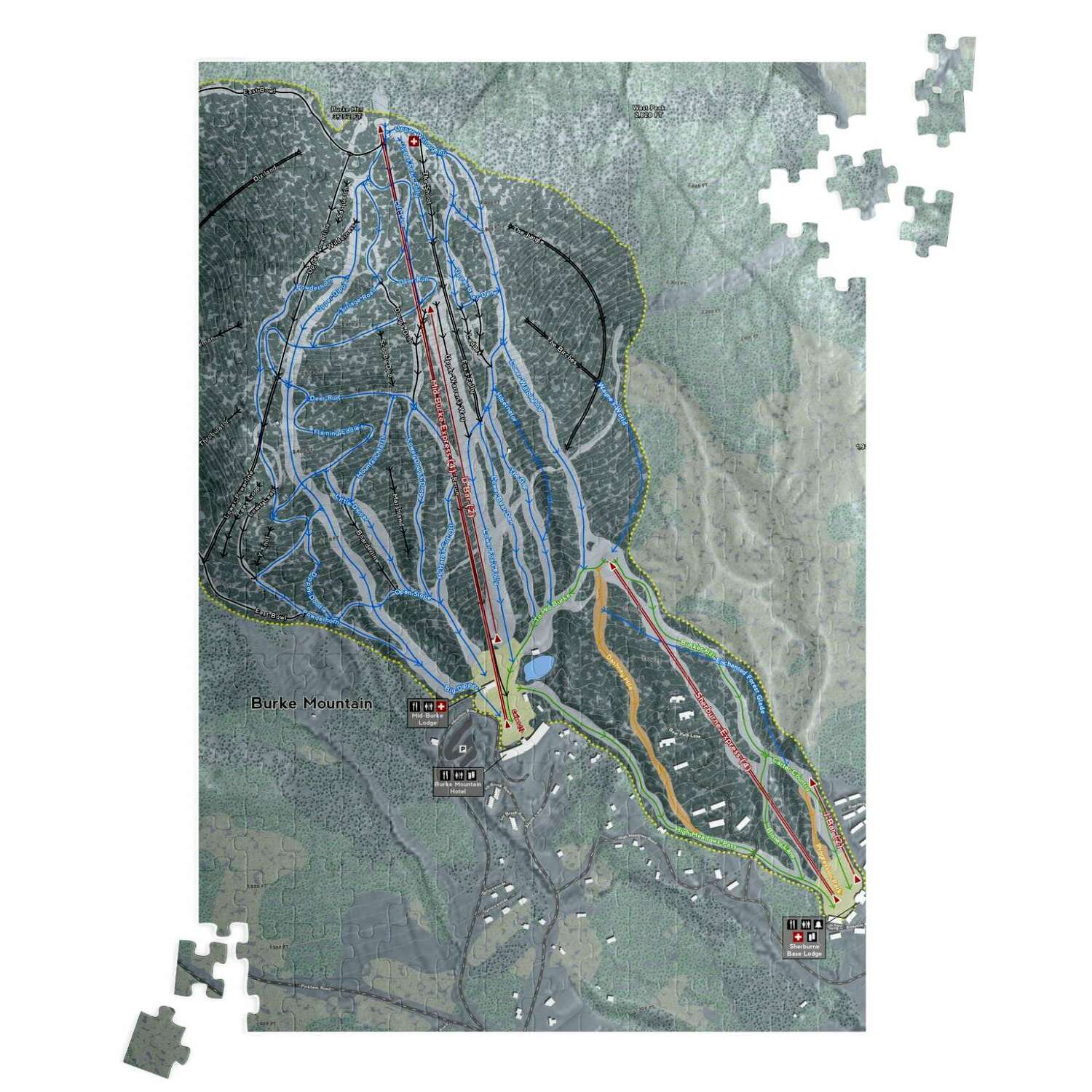 Burke Mountain, Vermont Ski Trail Map Puzzle - Powderaddicts