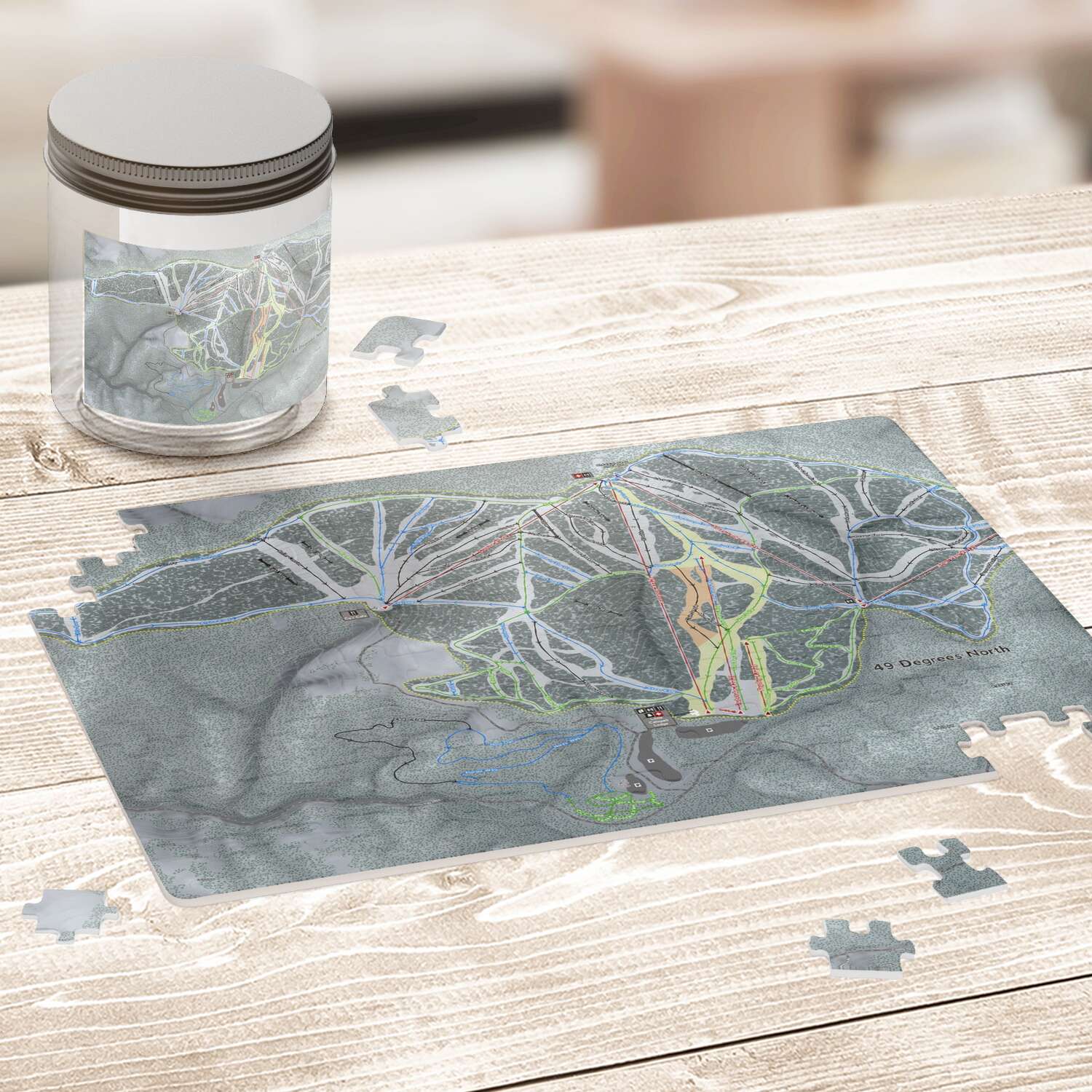 49 Degrees North Washington Ski Map Resort Puzzle - Powderaddicts