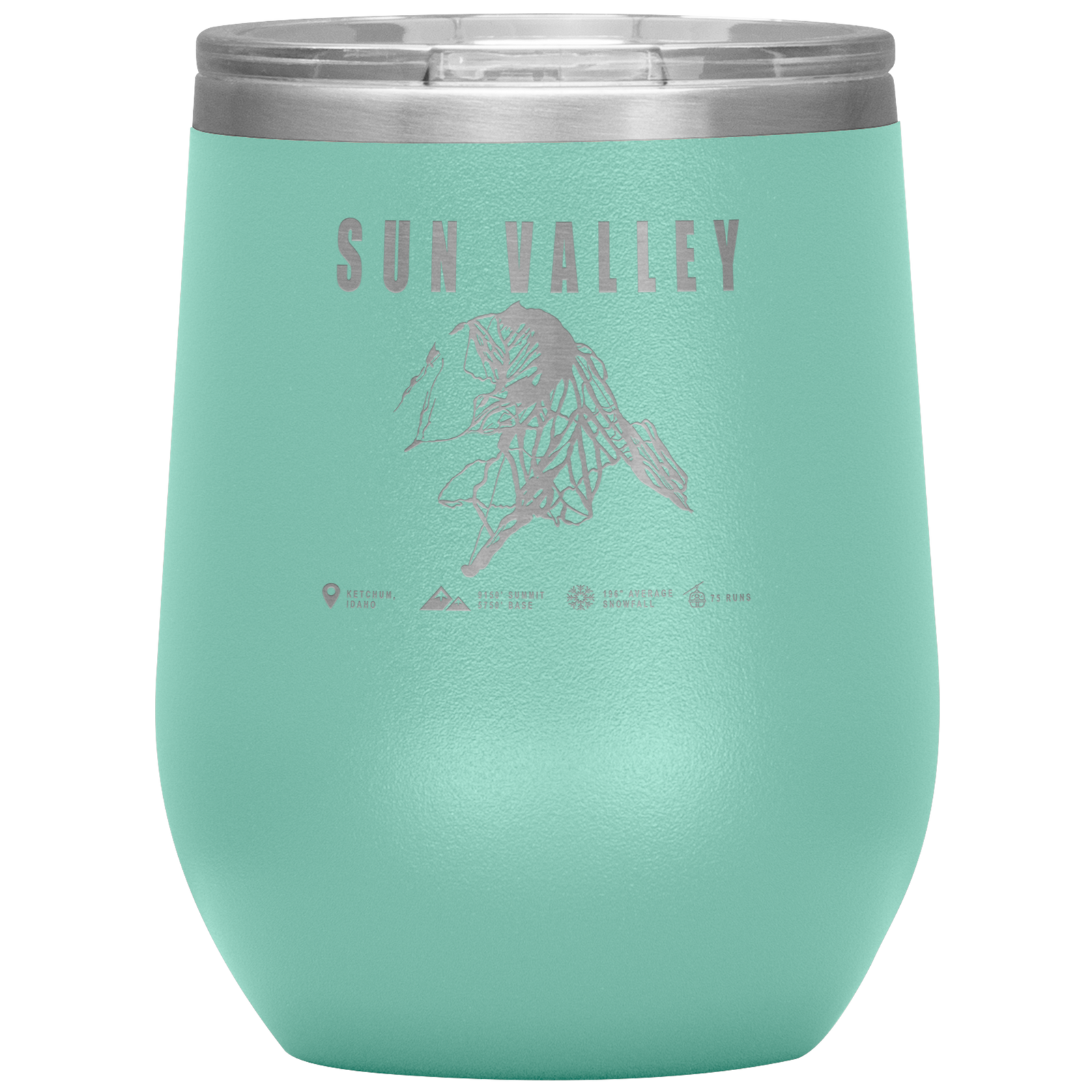 Sun Valley Idaho Ski Trail Map Wine 12oz Tumbler - Powderaddicts