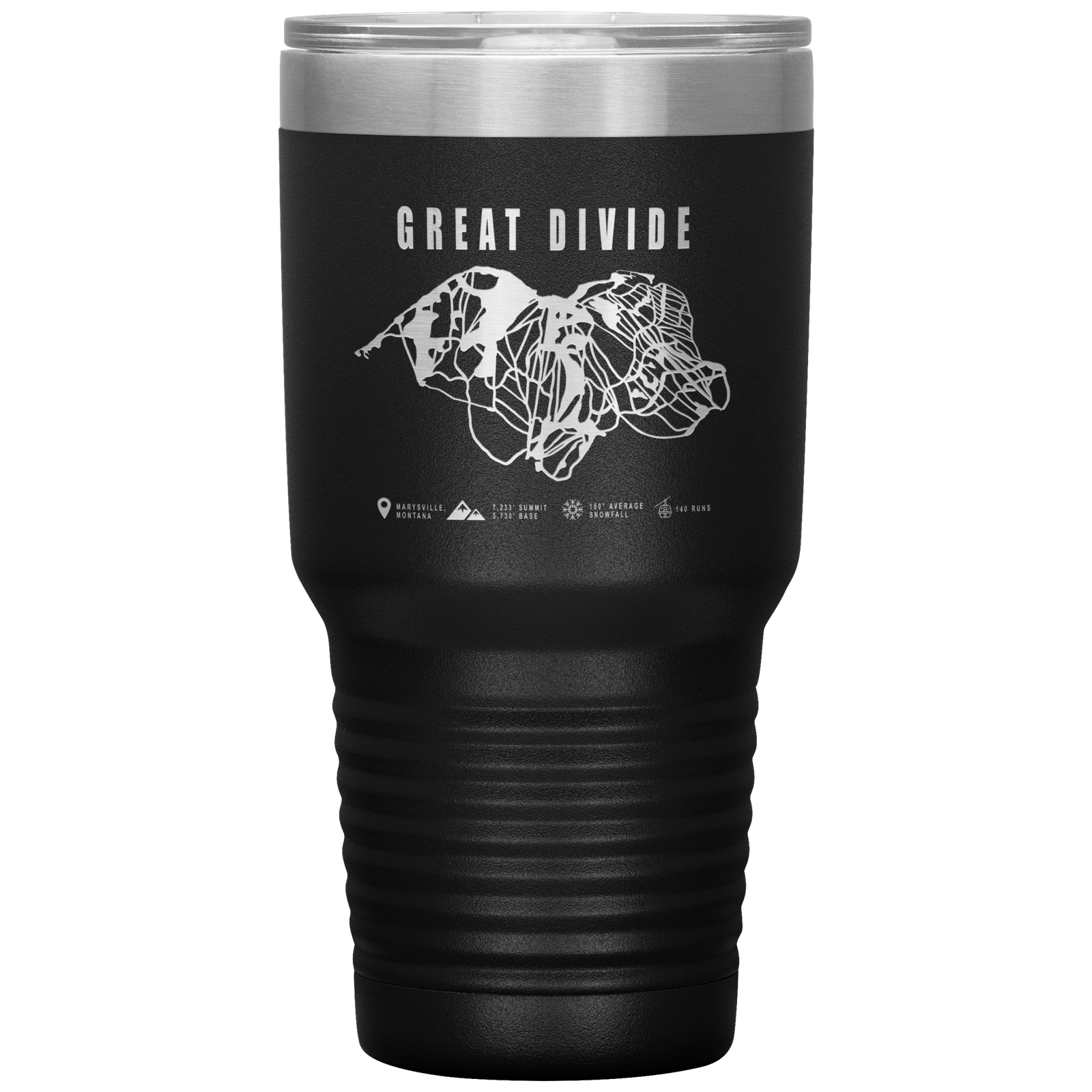 Great Divide Montana Ski Trail Map 30oz Tumbler - Powderaddicts
