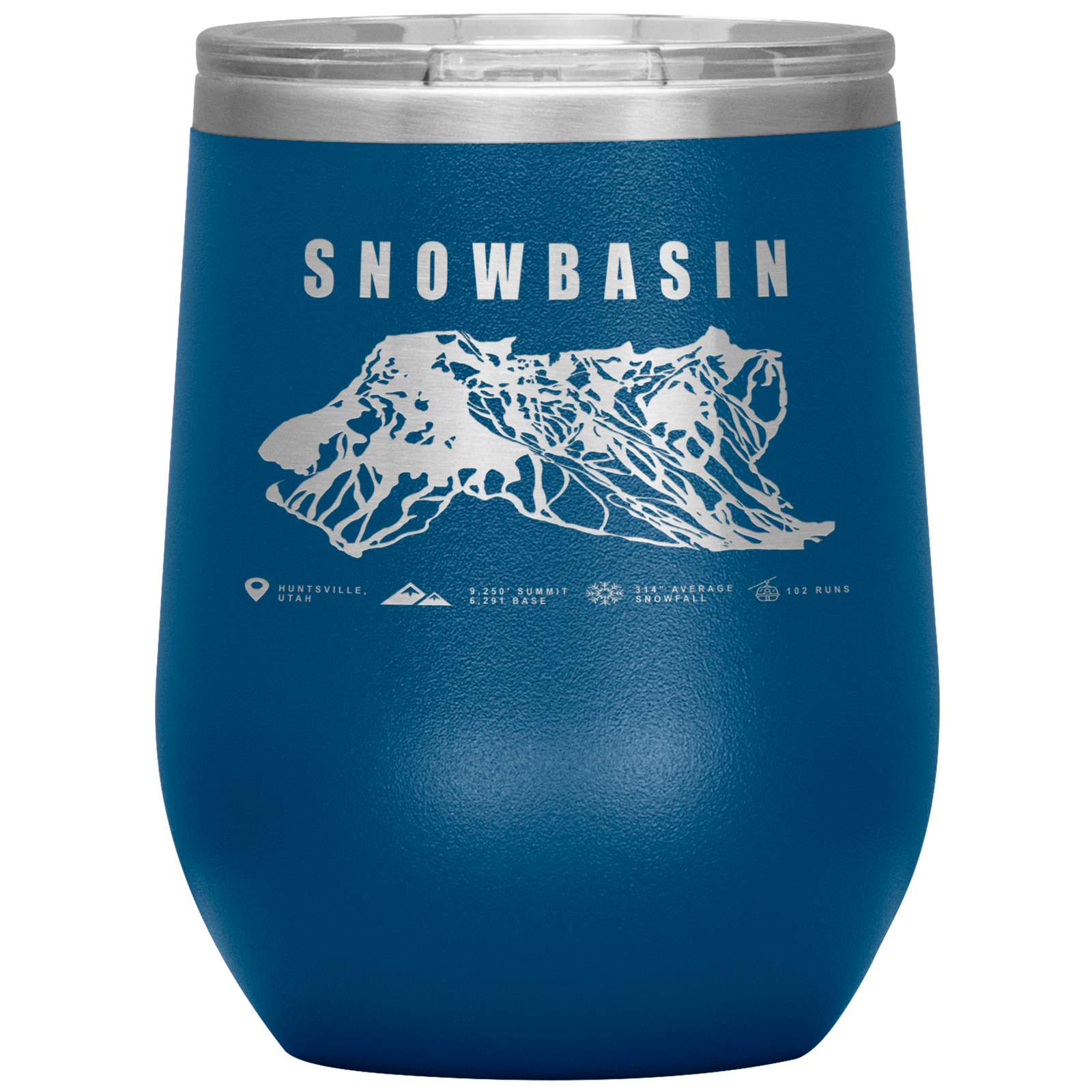 Snowbasin, Utah Ski Trail Map Wine 12oz Tumbler - Powderaddicts