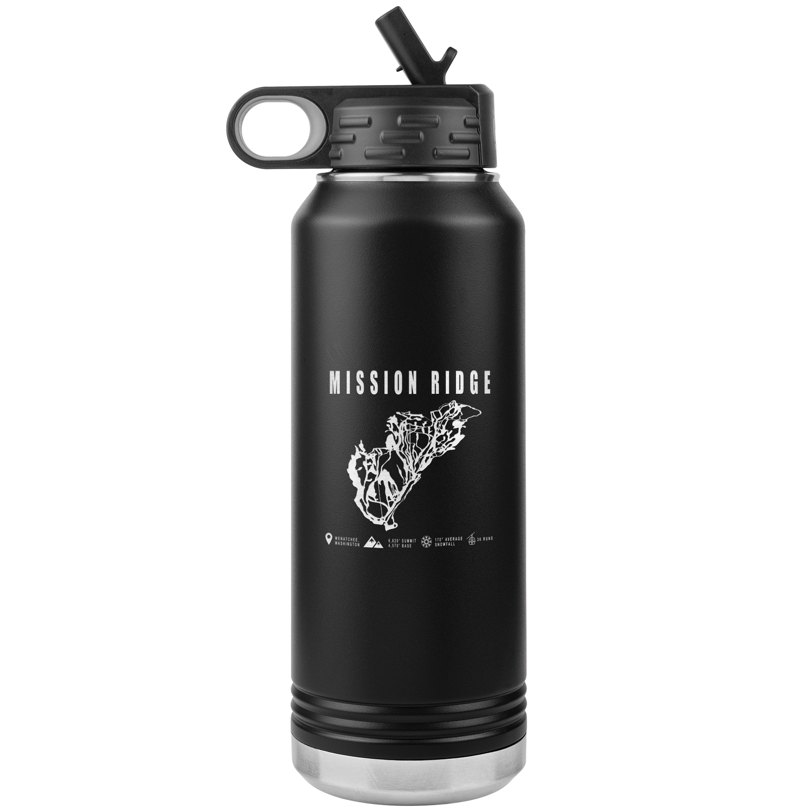 Mission Ridge, Washington Ski Trail Map 32oz Water Bottle Tumbler - Powderaddicts