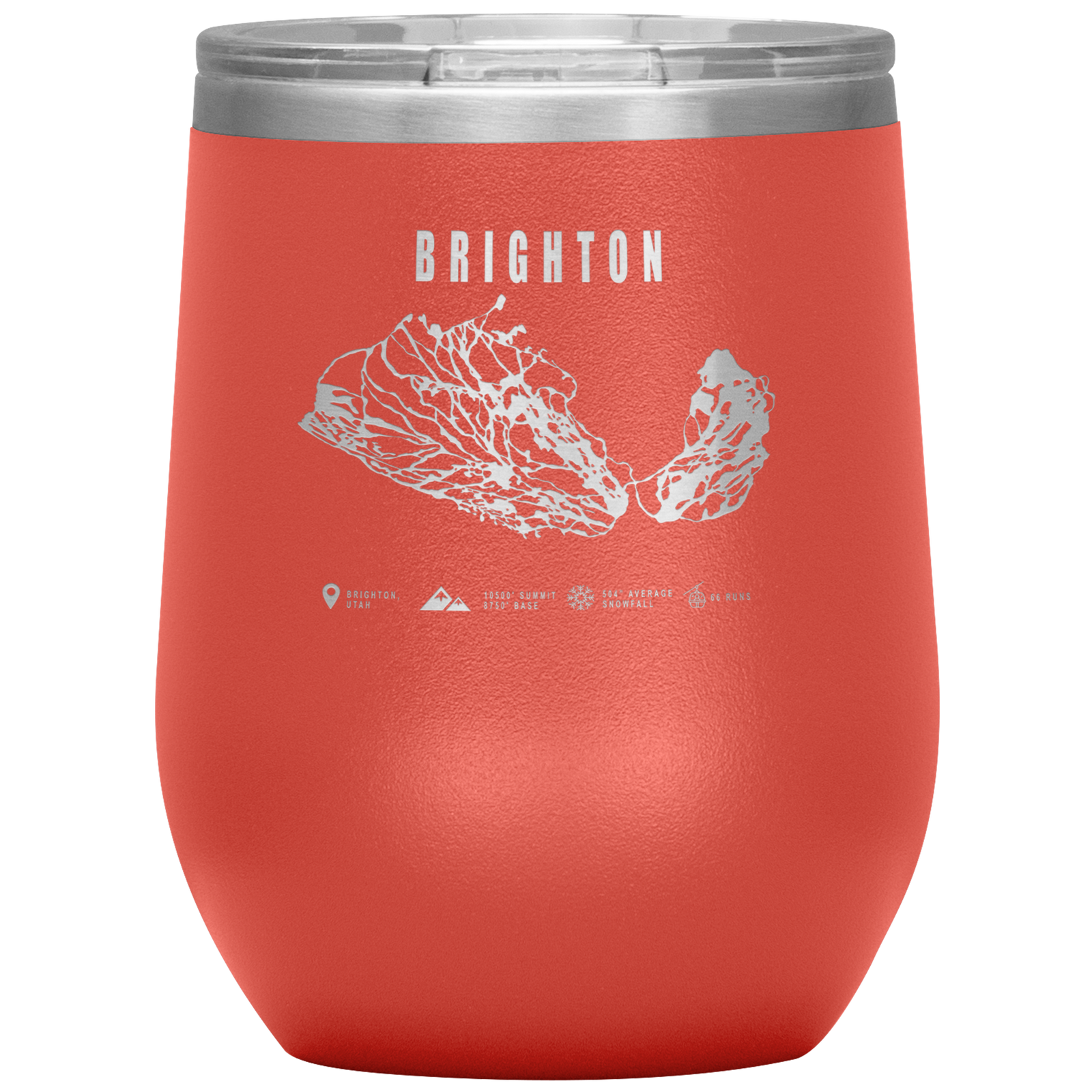 Brighton,Utah Ski Trail Map Wine 12oz Tumbler - Powderaddicts