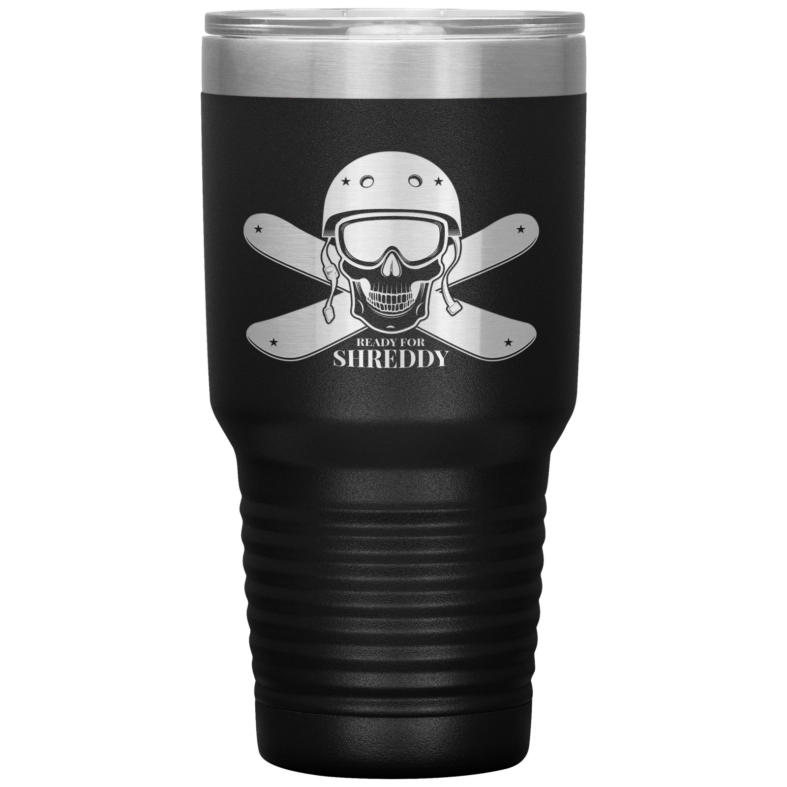 Ready For Shreddy Skeleton Skis 30oz Tumbler - Powderaddicts