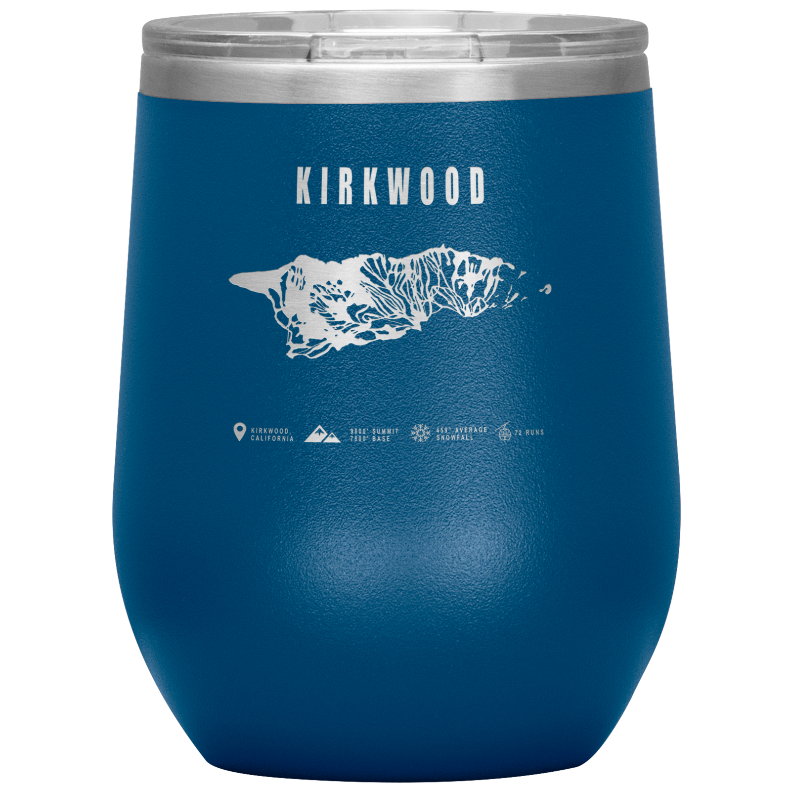Kirkwood, California Ski Trail Map Wine 12oz Tumbler - Powderaddicts