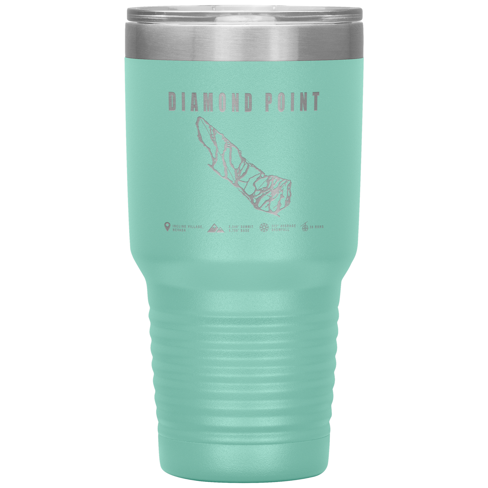 Diamond Point, Nevada Ski Trail Map 30oz Tumbler - Powderaddicts