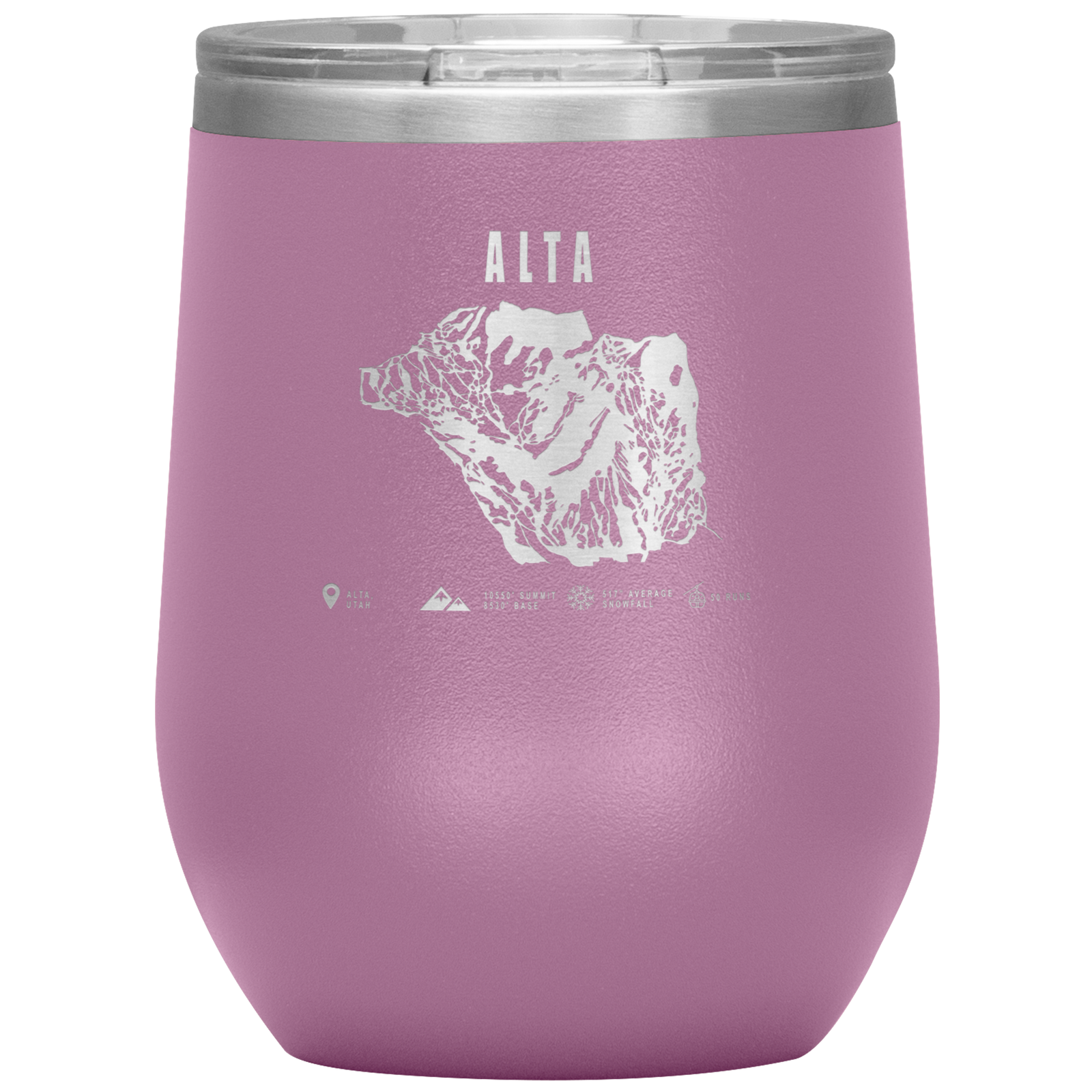 Alta,Utah Ski Trail Map Wine 12oz Tumbler - Powderaddicts