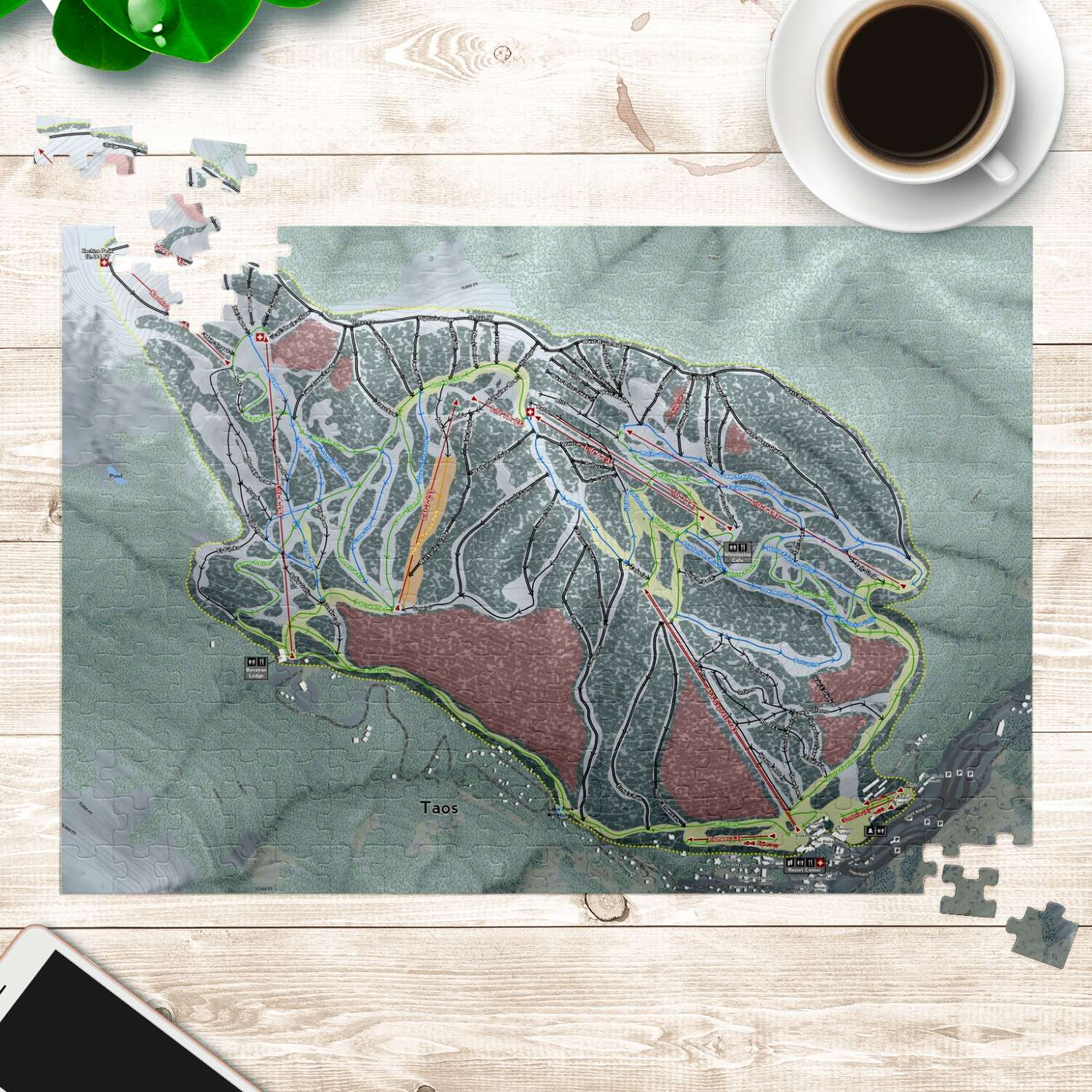 Taos New Mexico Ski Trail Map Puzzle - Powderaddicts