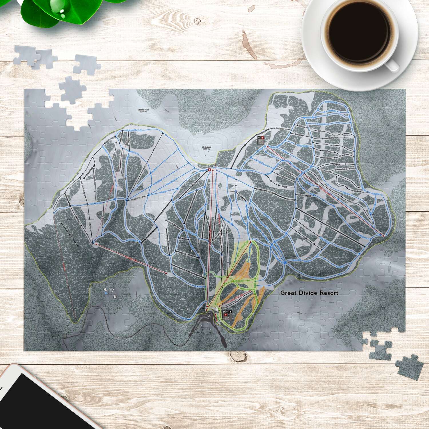 Great Divide Montana Ski Trail Map Puzzle - Powderaddicts
