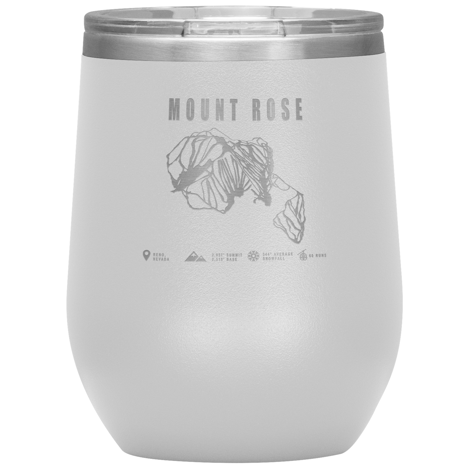 Mount Rose, Nevada Ski Trail Map Wine 12oz Tumbler - Powderaddicts