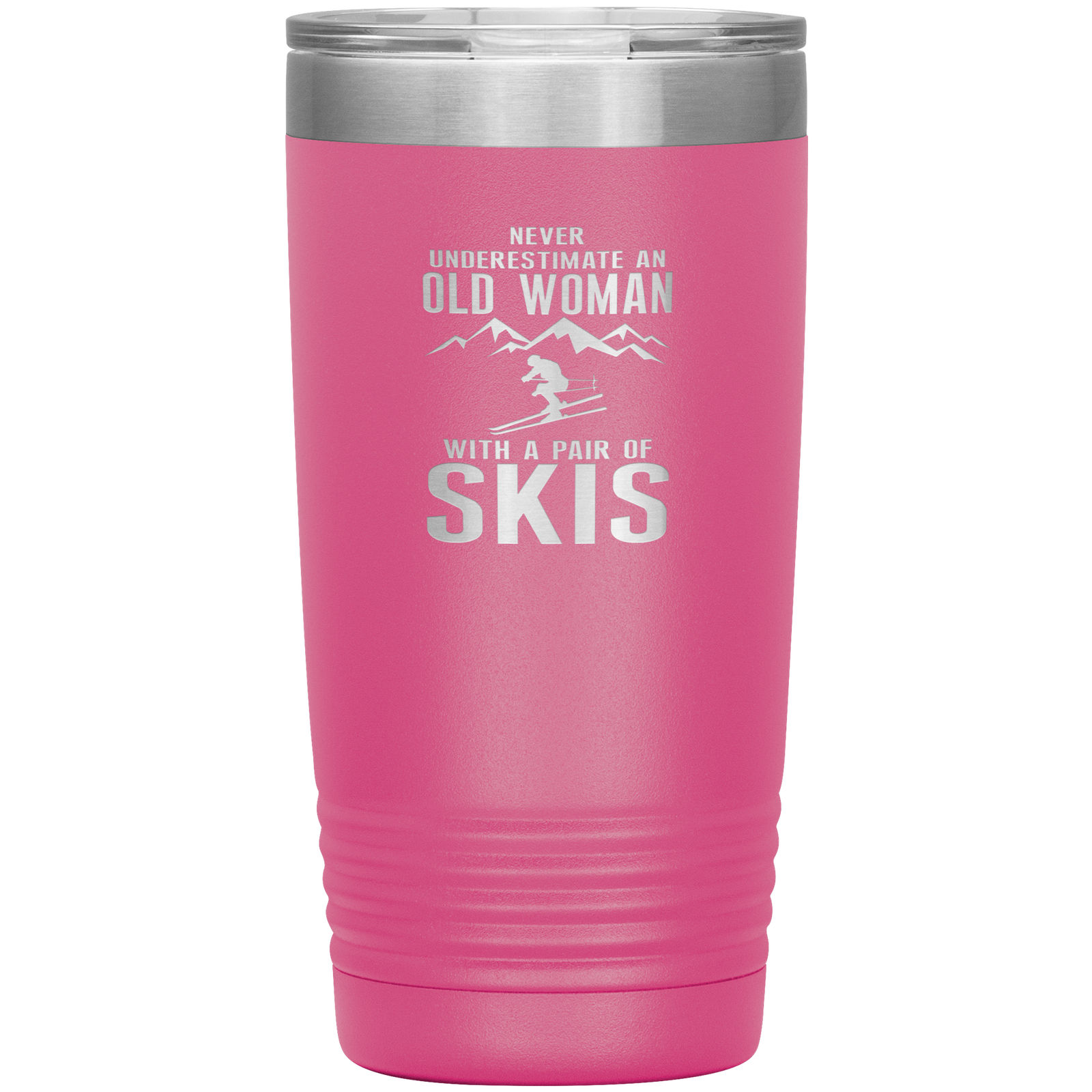 Never Underestimate An Old Woman With A Pair Of Skis 20oz Tumbler - Powderaddicts