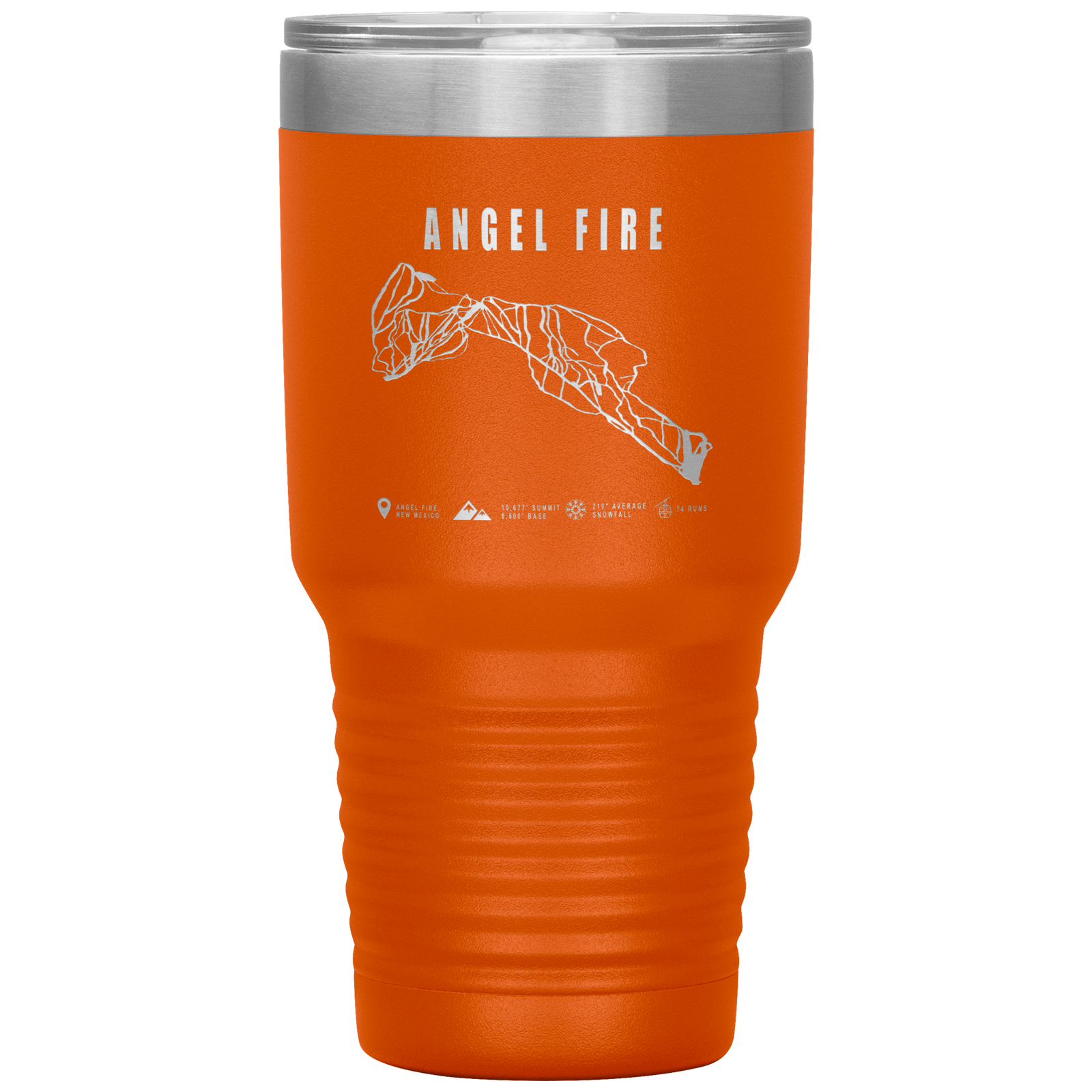 Angel Fire, New Mexico Ski Trail Map 30oz Tumbler - Powderaddicts