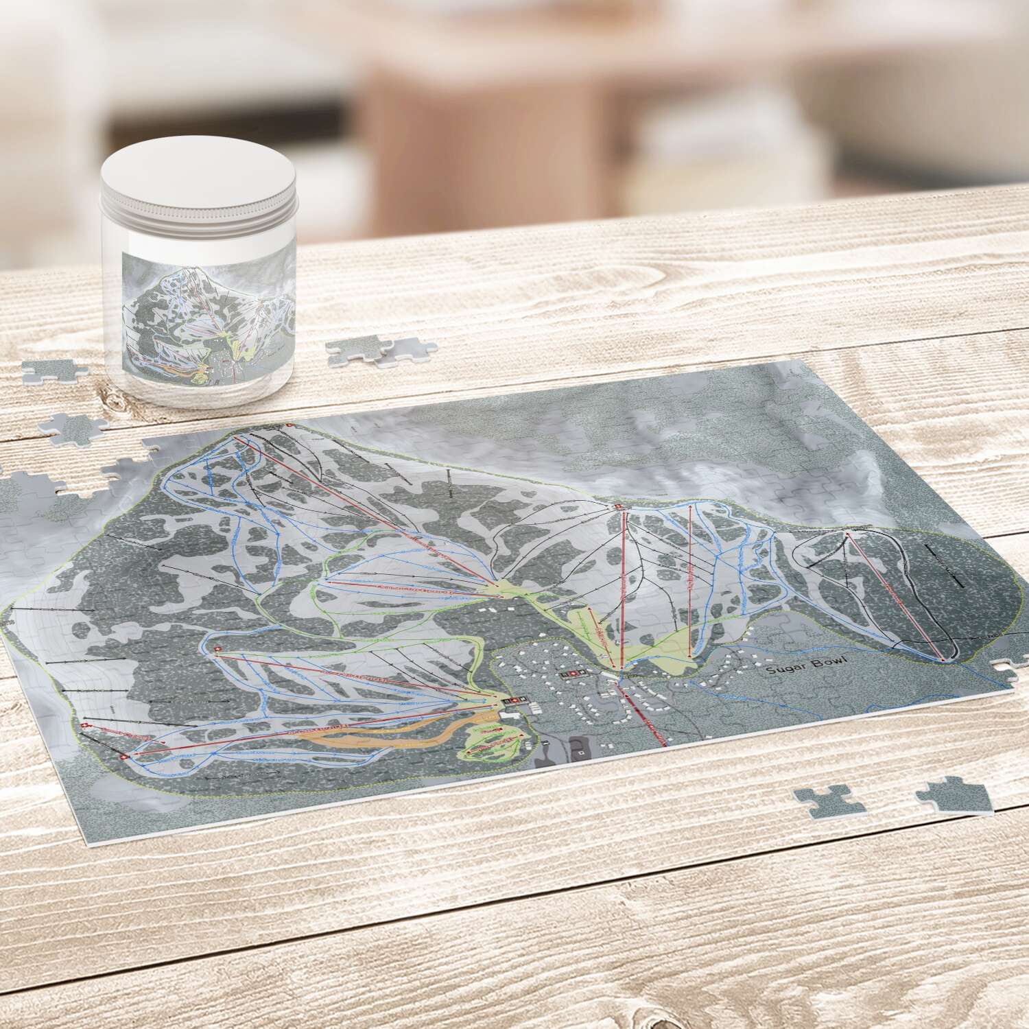 Sugar Bowl, California Ski Trail Map Puzzle - Powderaddicts