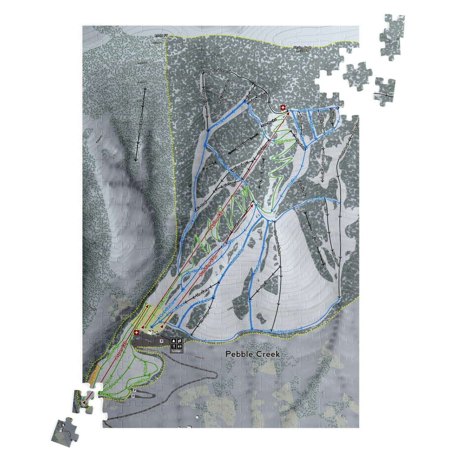 Pebble Creek, Idaho Ski Trail Map Puzzle - Powderaddicts