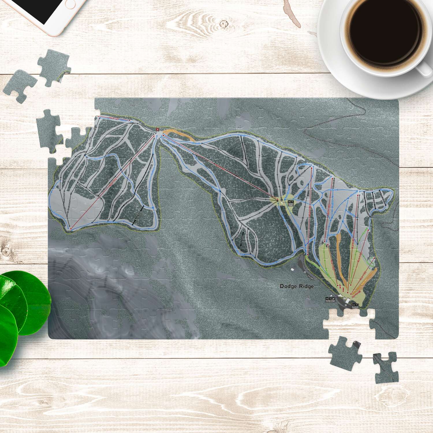 Dodge Ridge, California Ski Trail Map Puzzle - Powderaddicts