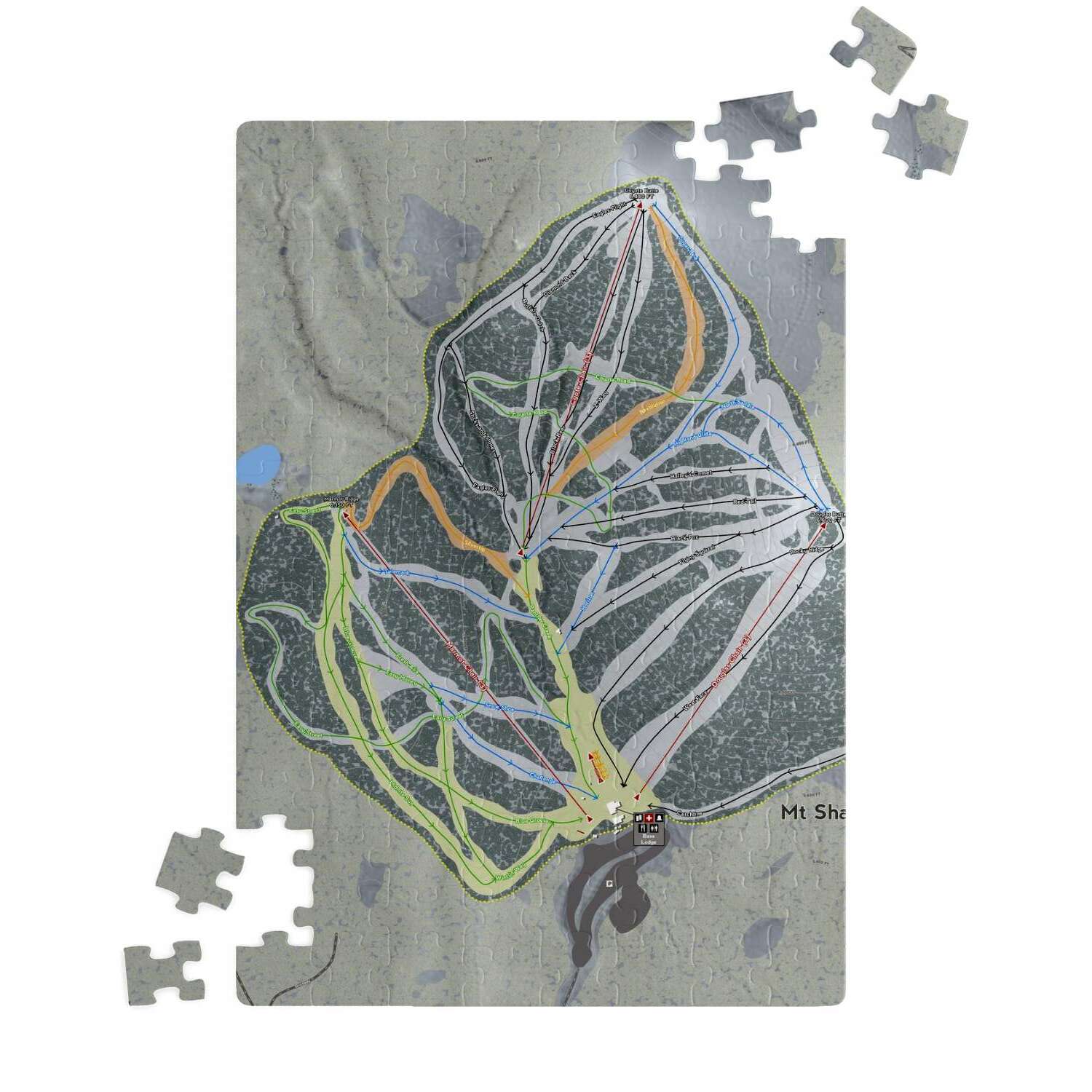 Mt. Shasta, California Ski Trail Map Puzzle - Powderaddicts