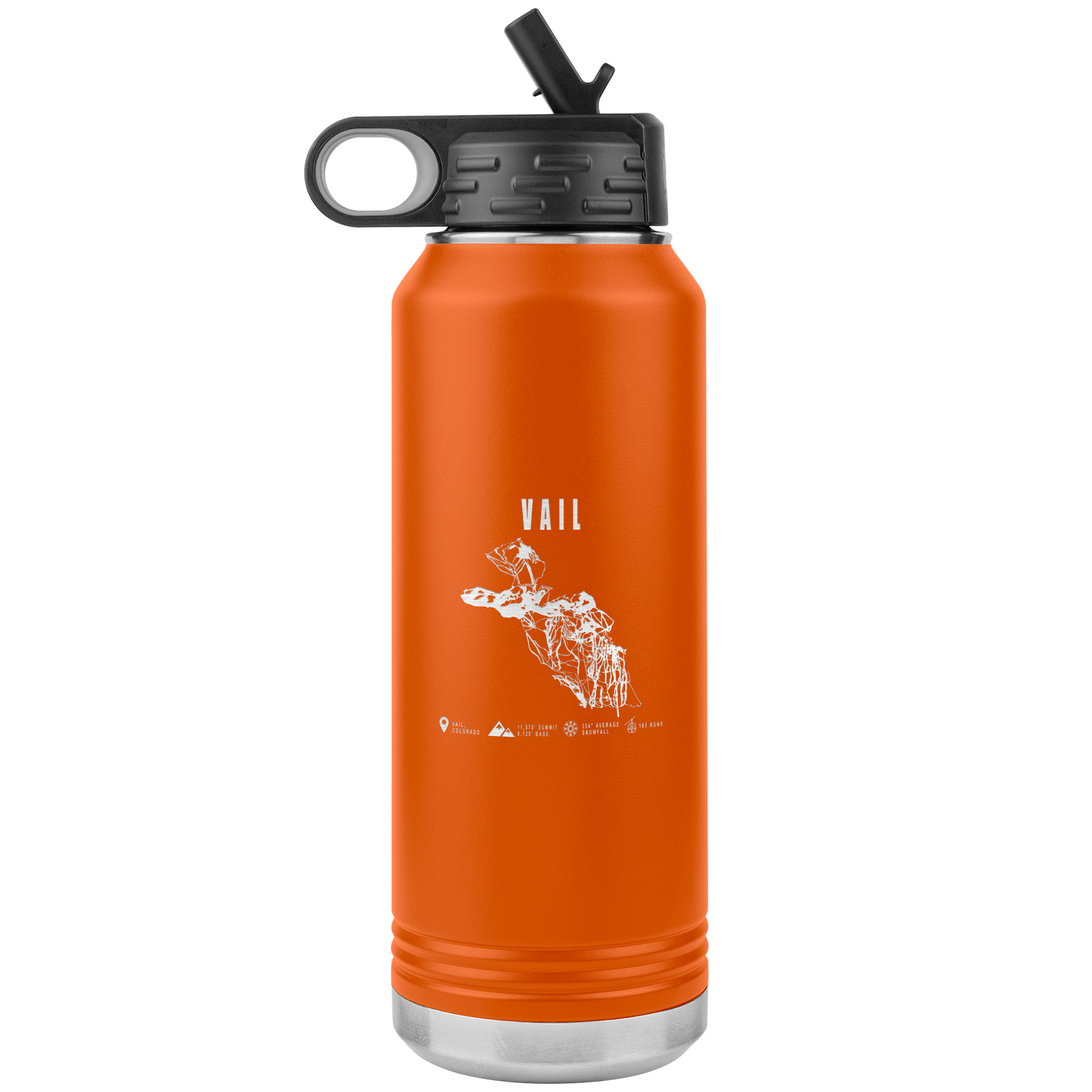 Vail Colorado Ski Trail Map 32oz Water Bottle Tumbler - Powderaddicts