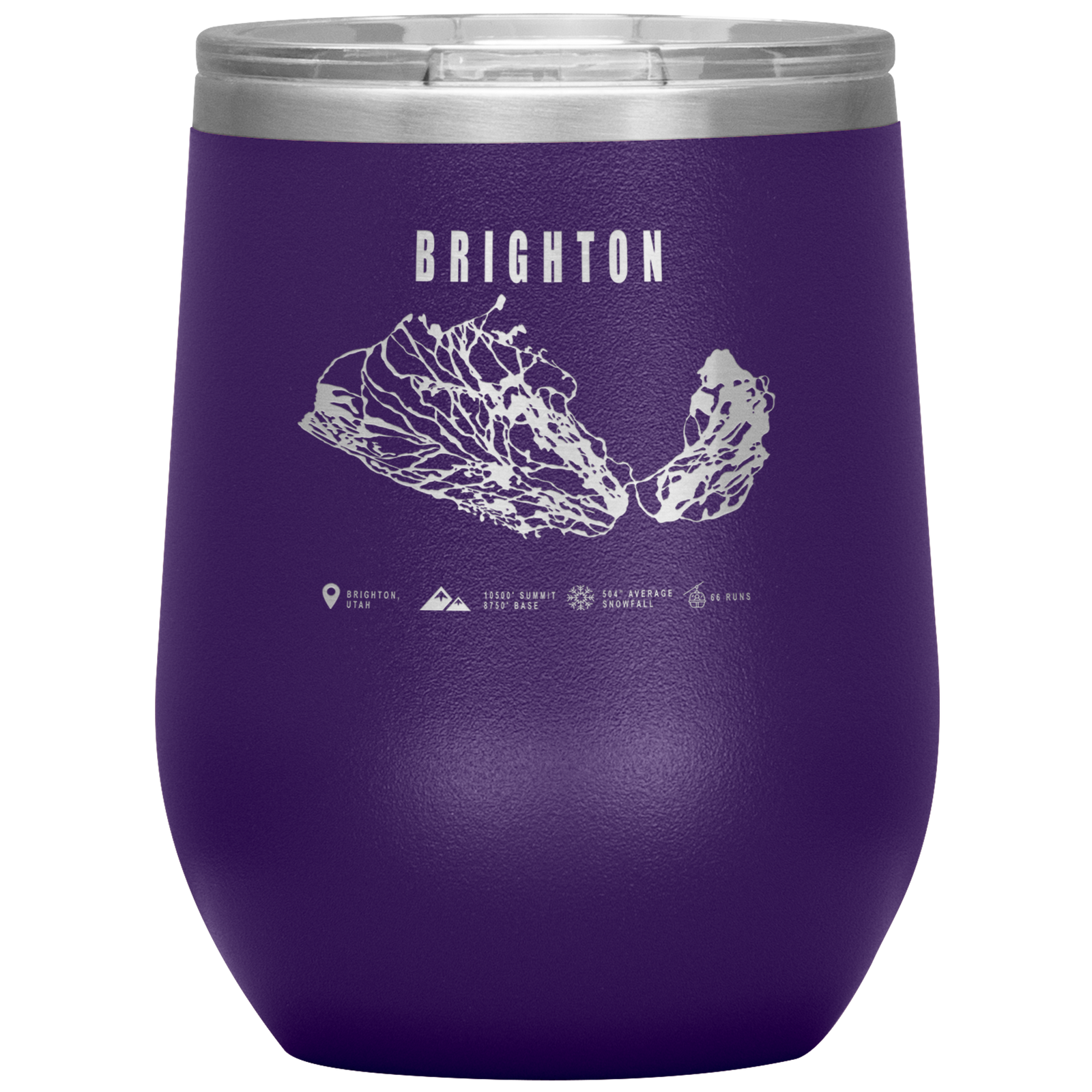 Brighton,Utah Ski Trail Map Wine 12oz Tumbler - Powderaddicts