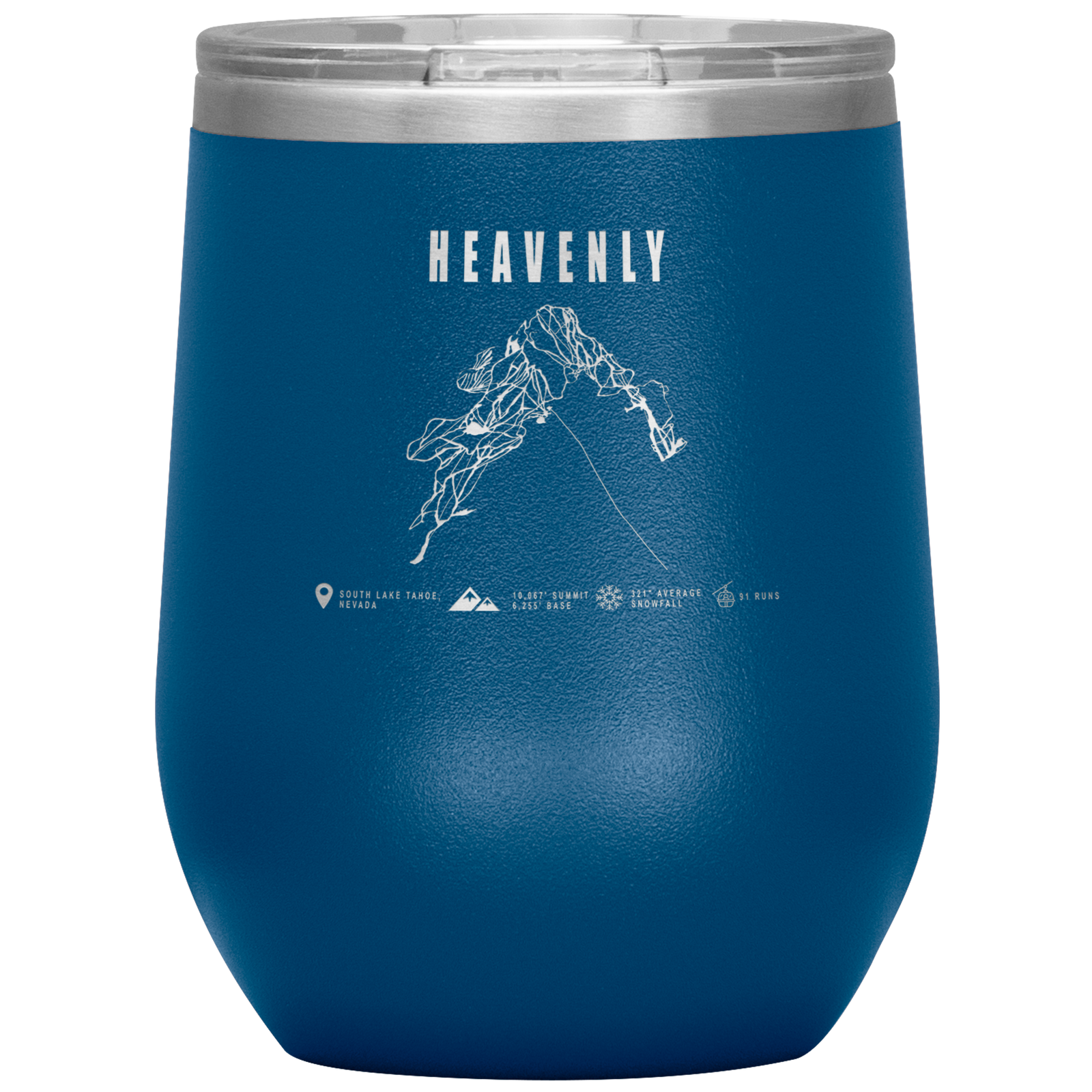 Heavenly, Nevada Ski Trail Map Wine 12oz Tumbler - Powderaddicts