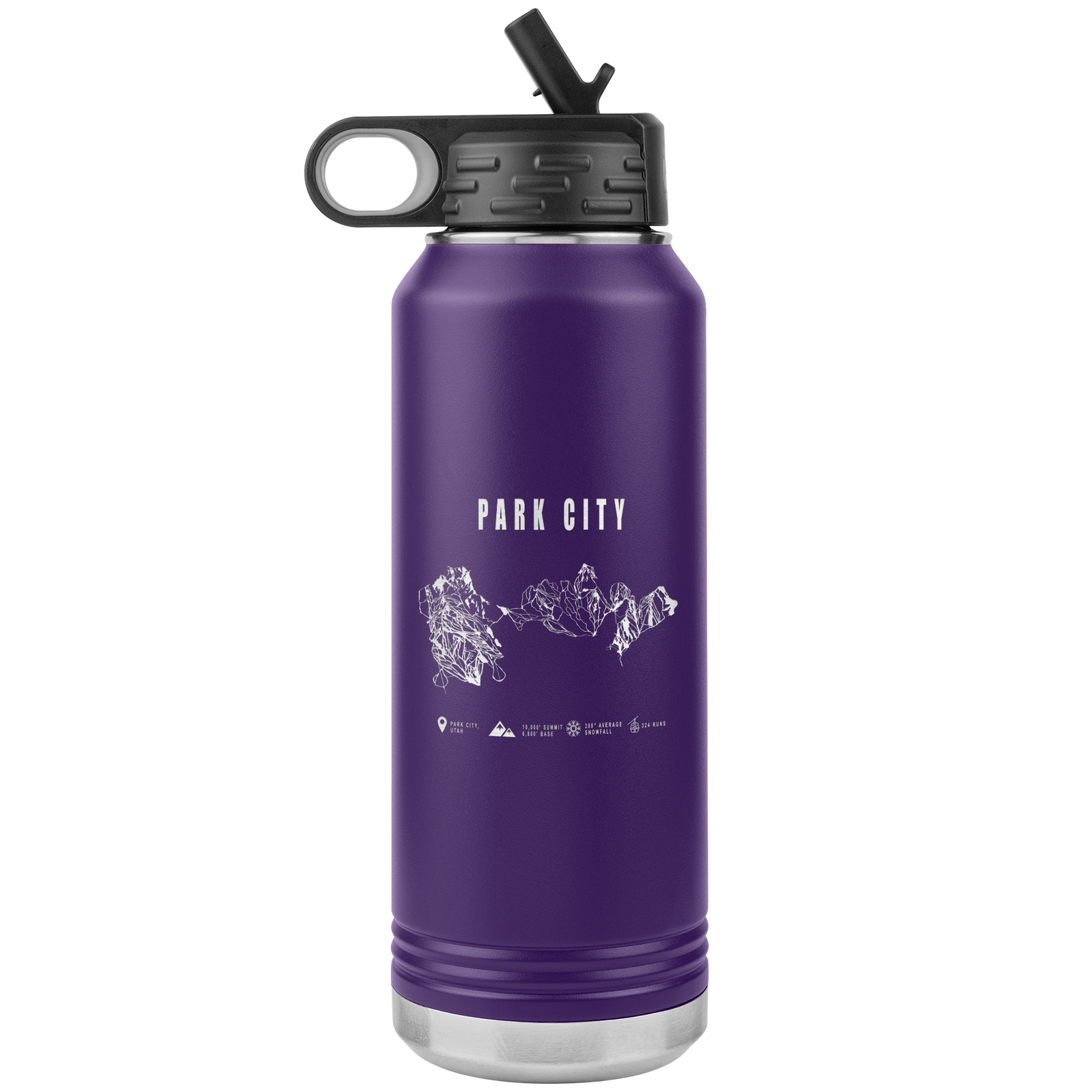 Park city,Utah Ski Trail Map 32oz Water Bottle Tumbler - Powderaddicts