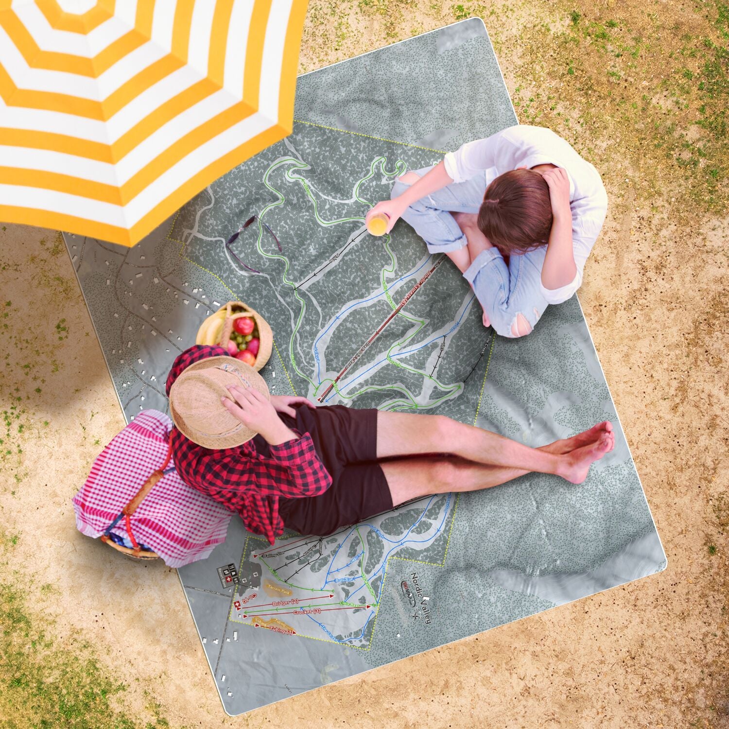 Nordic Valley, Utah Ski Resort Map Printed Beach Towel - Powderaddicts