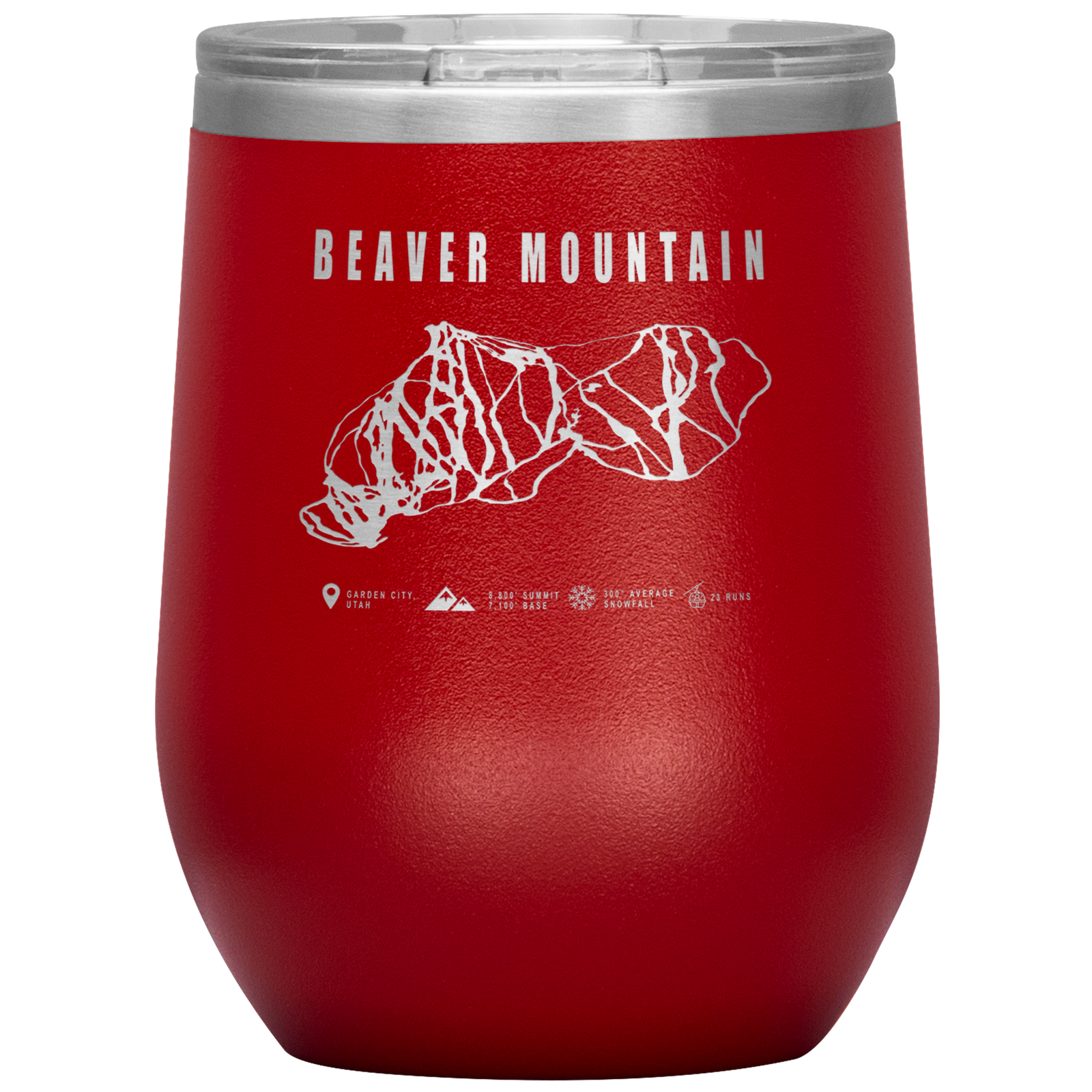 Beaver Mountain,Utah Ski Trail Map Wine 12oz Tumbler - Powderaddicts