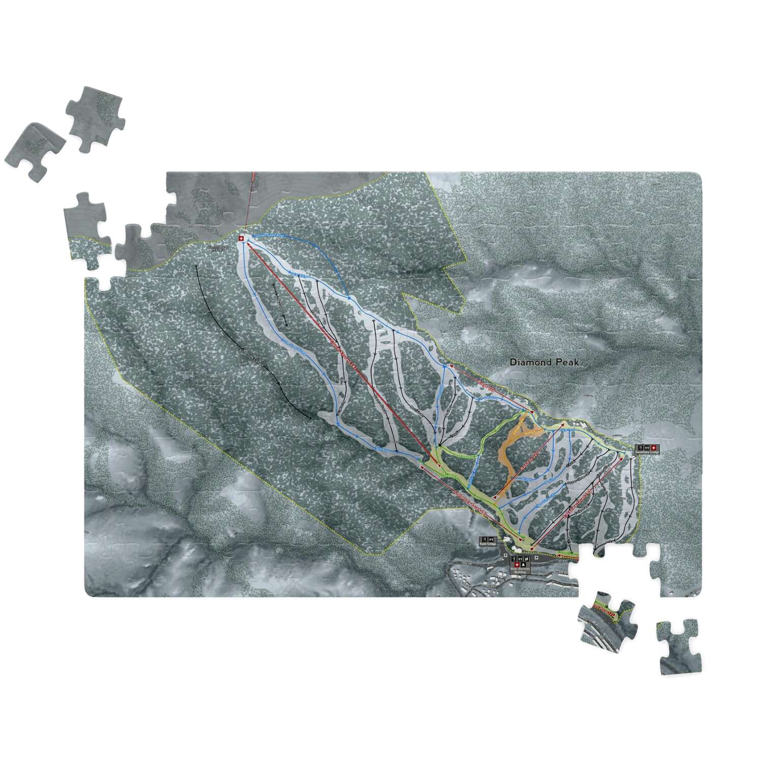 Diamond Peak Nevada Ski Trail Map Puzzle - Powderaddicts