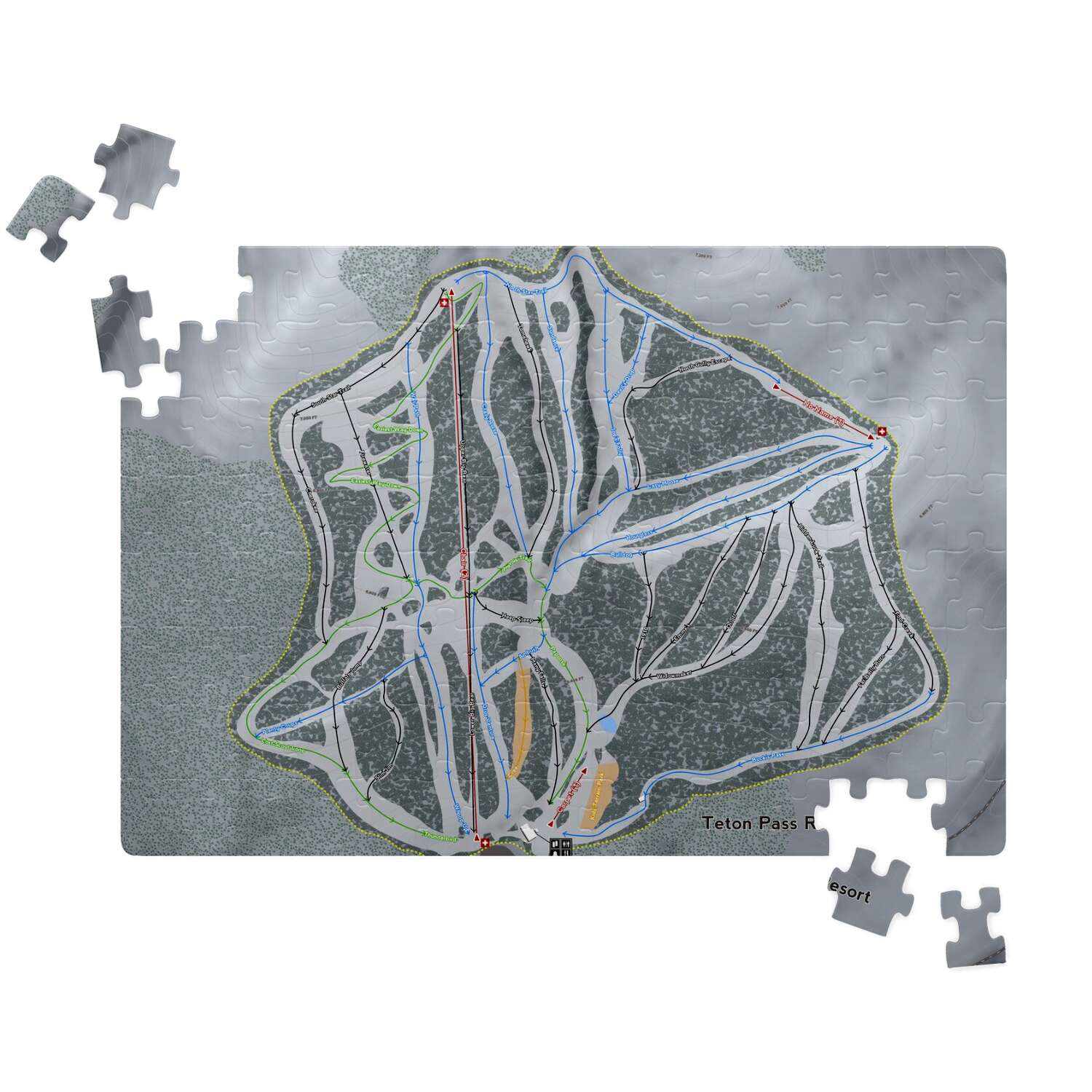 Teton Pass Montana Ski Trail Map Puzzle - Powderaddicts