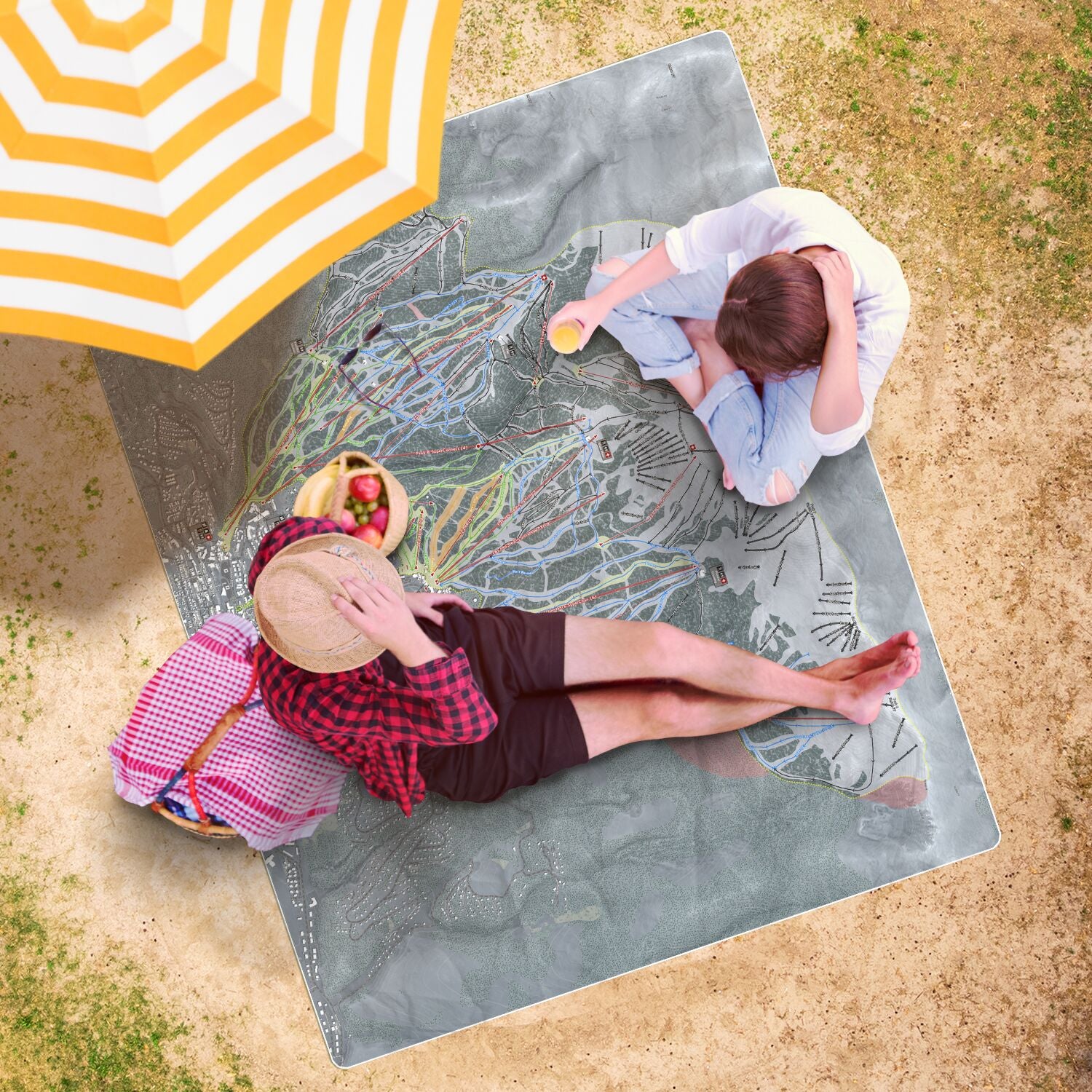 Breckenridge, Colorado Ski Resort Map Printed Beach Towel - Powderaddicts