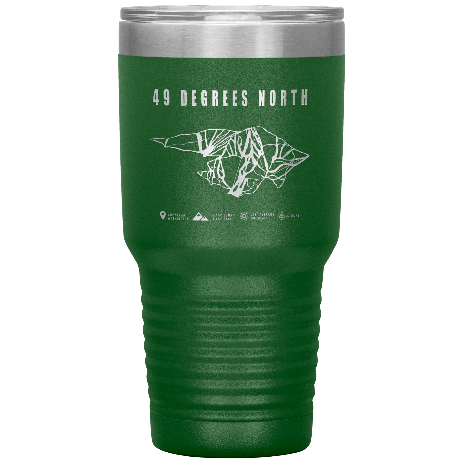 49 Degrees North, Washington Ski Trail Map 30oz Tumbler - Powderaddicts
