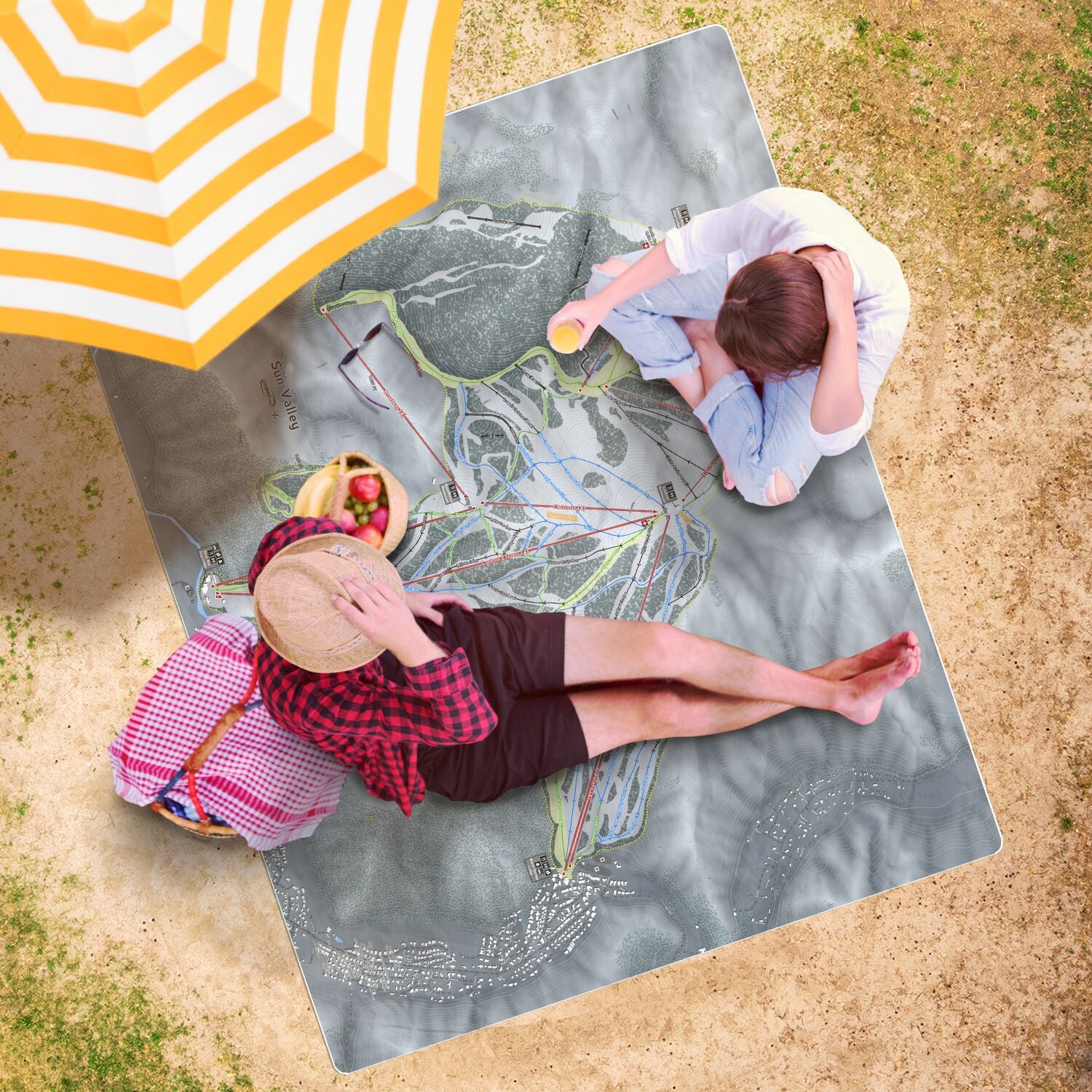 Sun Valley, Idaho Ski Resort Map Printed Beach Towel - Powderaddicts