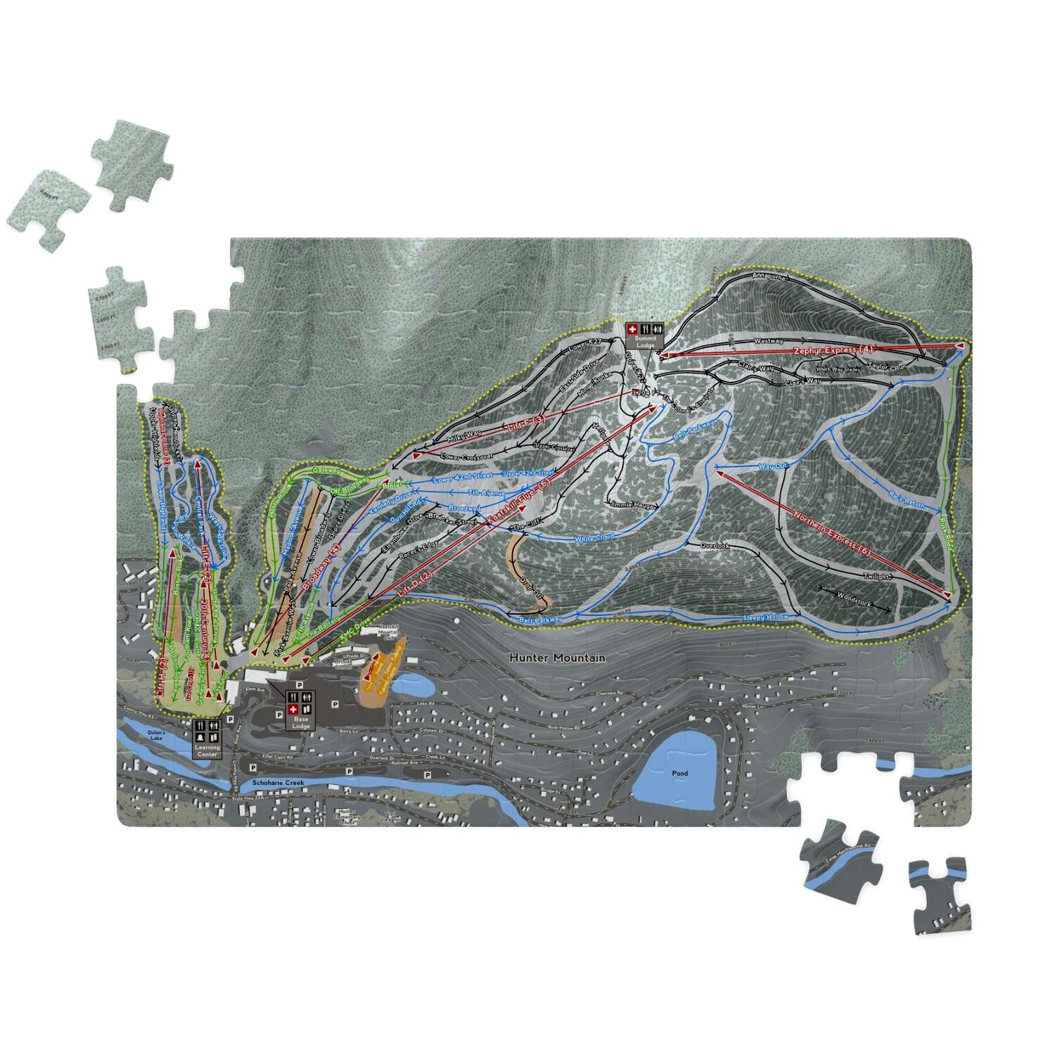 Hunter Mountain New York Ski Trail Map Puzzles - Powderaddicts