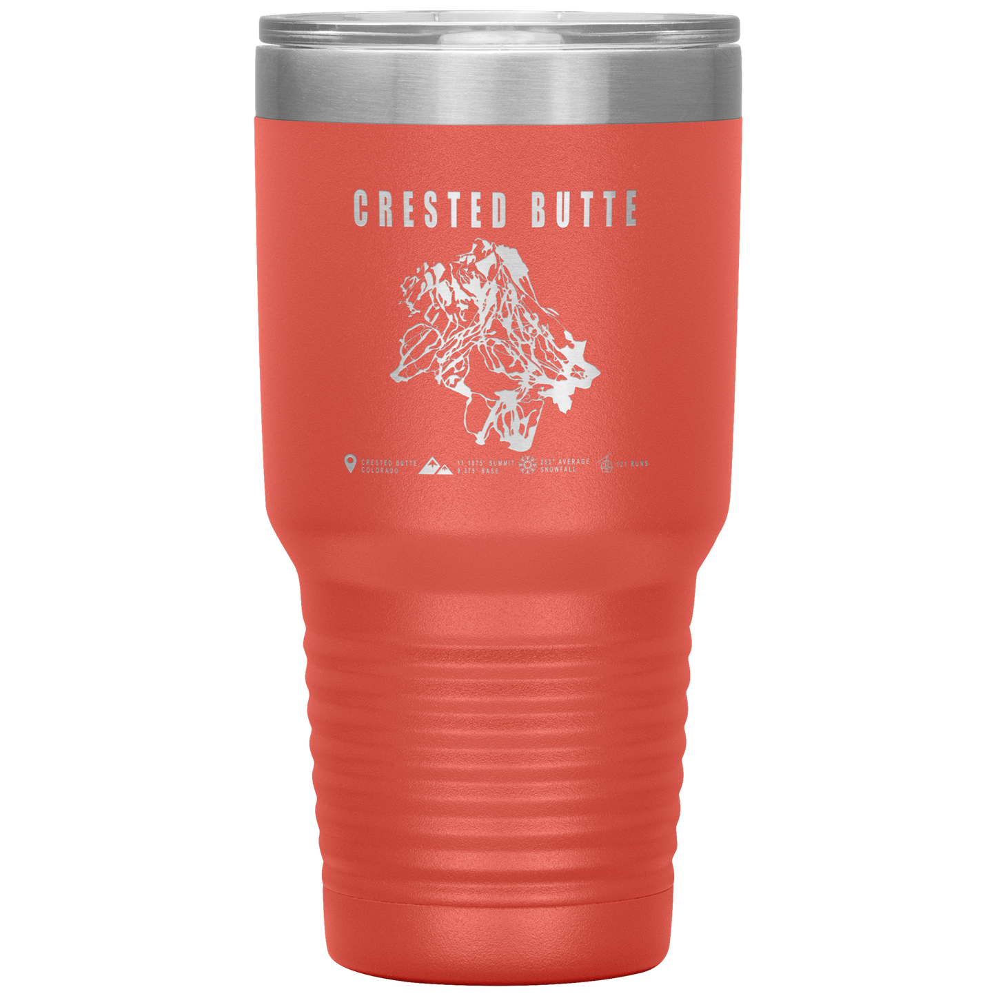 Crested Butte Colorado Ski Trail Map 30oz Tumbler - Powderaddicts