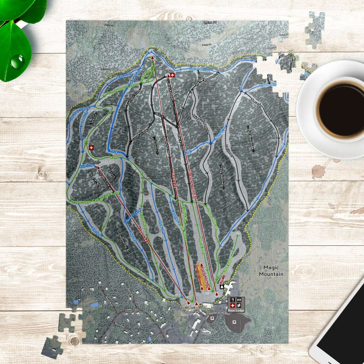 Magic Mountain, Vermont Ski Trail Map Puzzle - Powderaddicts