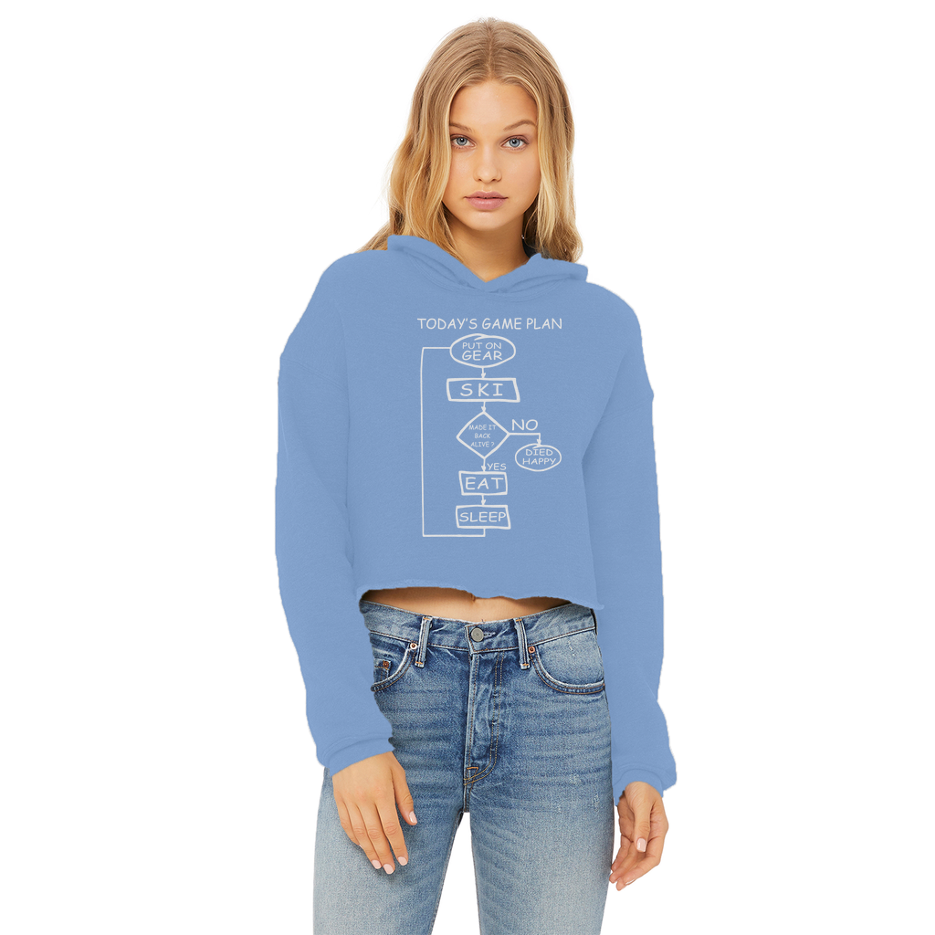 Today's Gameplan - Skiing Ladies Cropped Raw Edge Hoodie - Powderaddicts