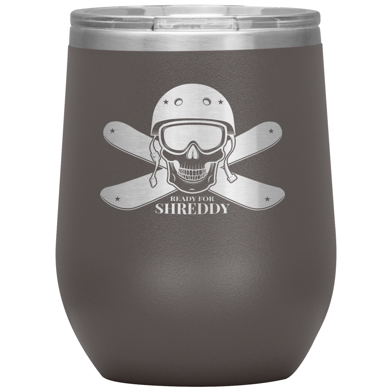 Ready For Shreddy Skeleton Skis Wine 12oz Tumbler - Powderaddicts