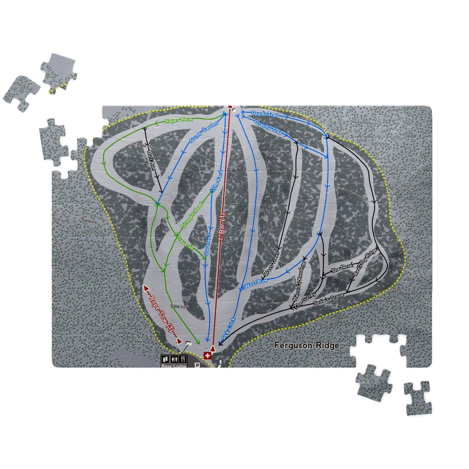 Ferguson Ridge Oregon Ski Trail Map Puzzle - Powderaddicts