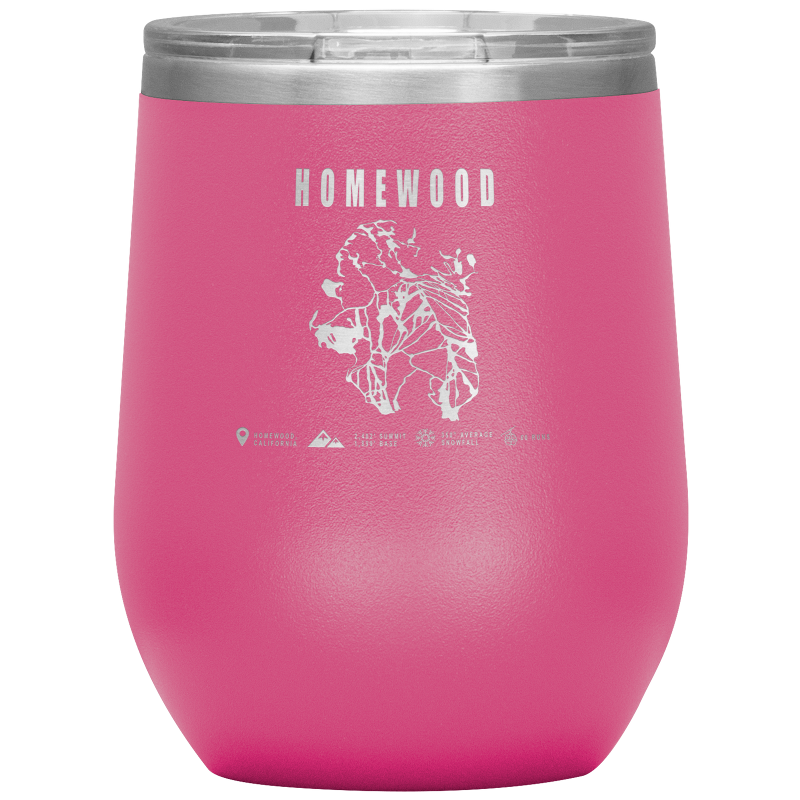 Homewood, California Ski Trail Map Wine 12oz Tumbler - Powderaddicts