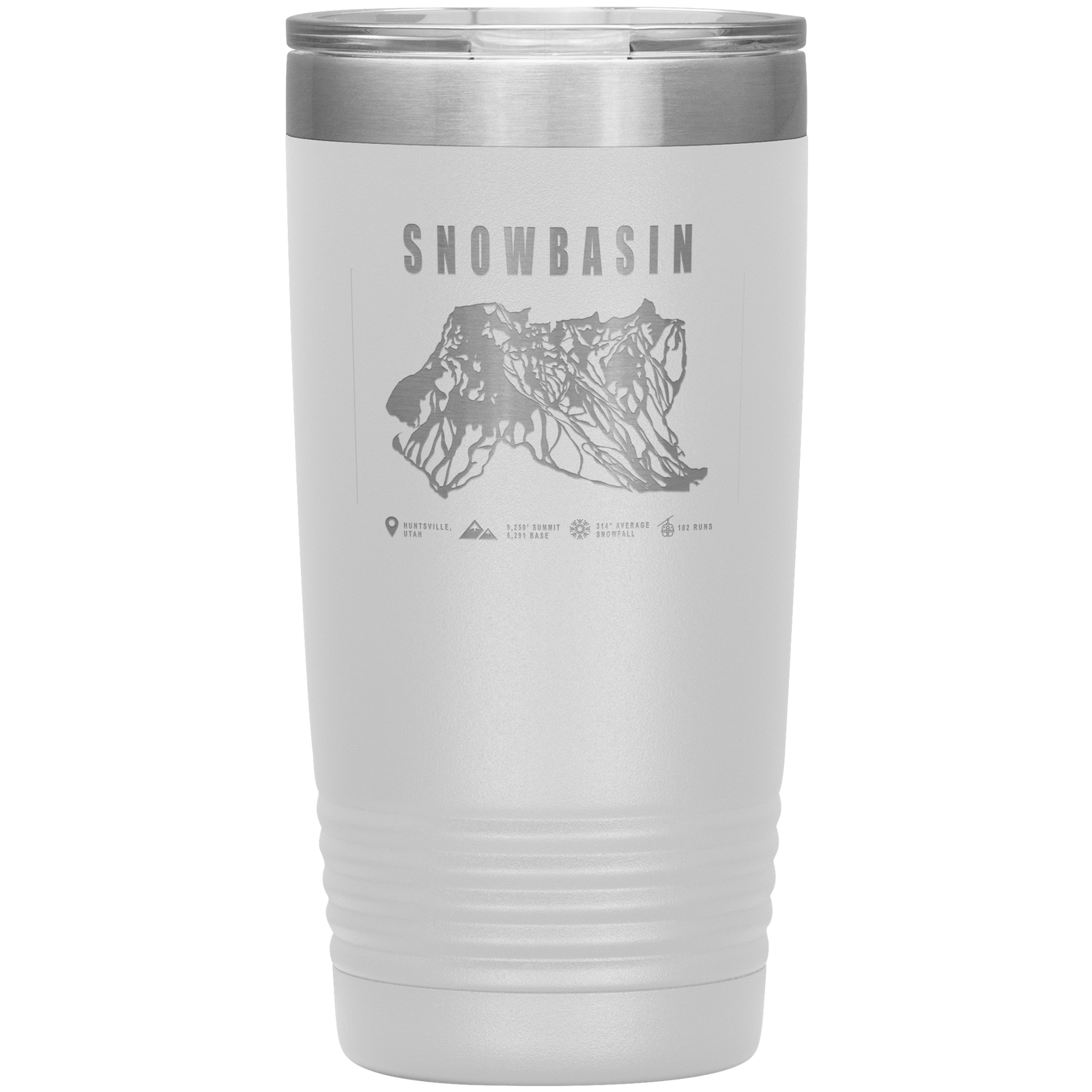 Snowbasin, Utah Ski Trail Map - 20oz Tumbler - Powderaddicts